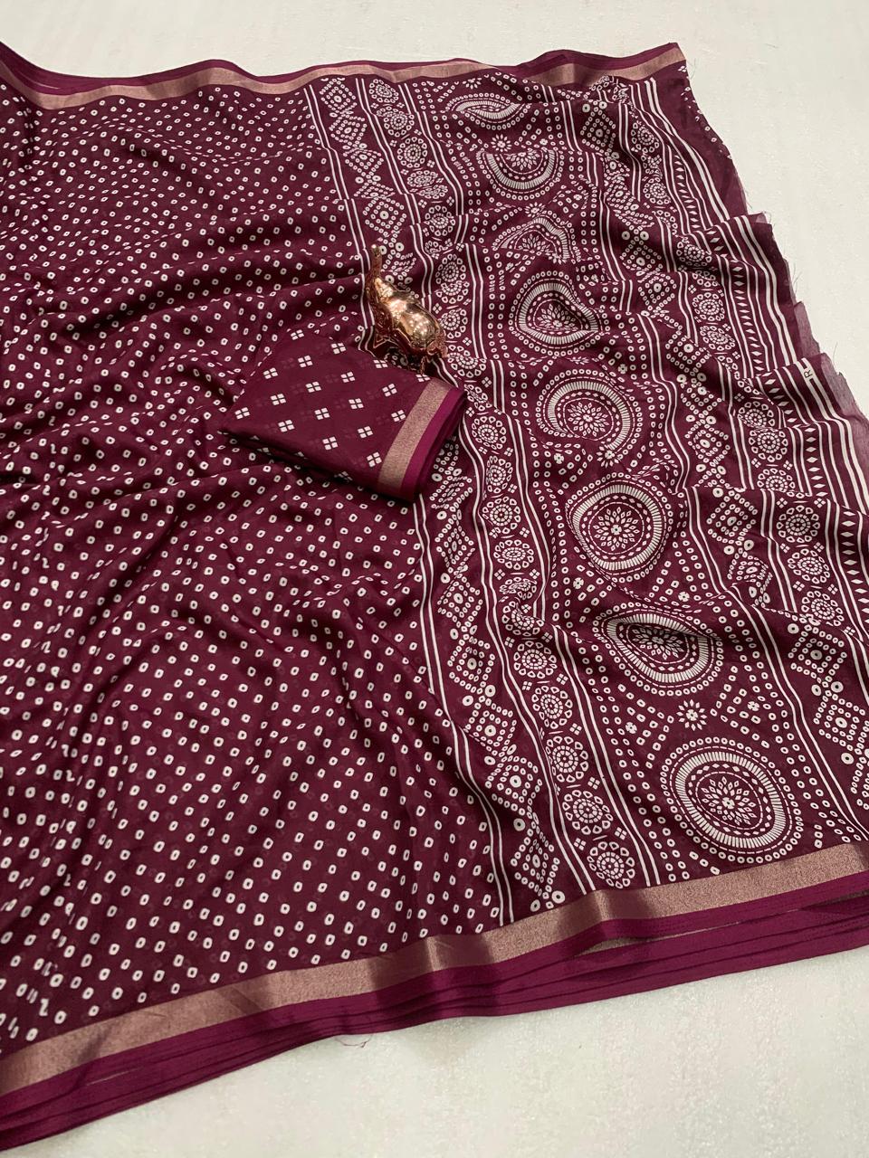Maroon dola saree