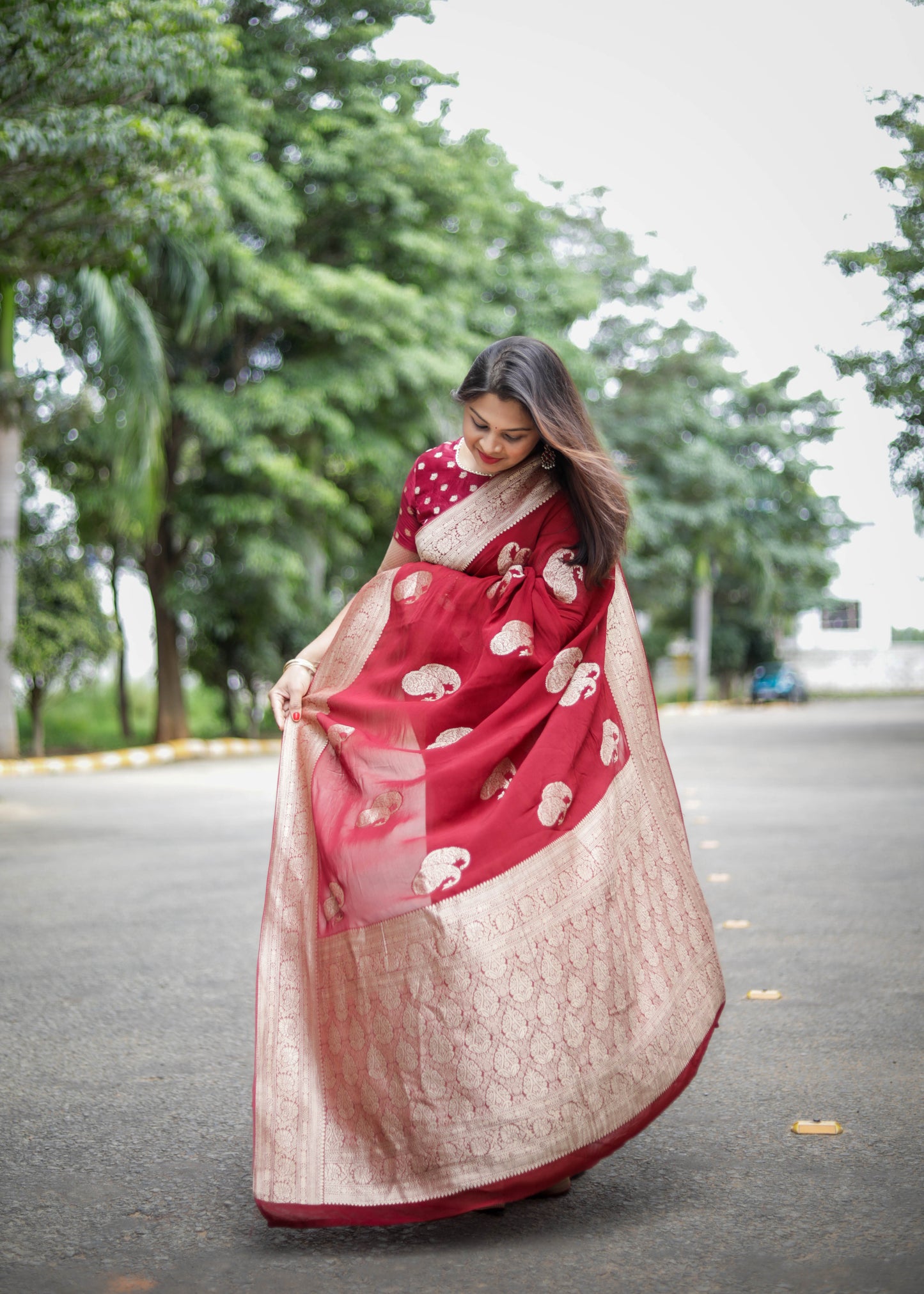 Banarasi georgette saree(Red)
