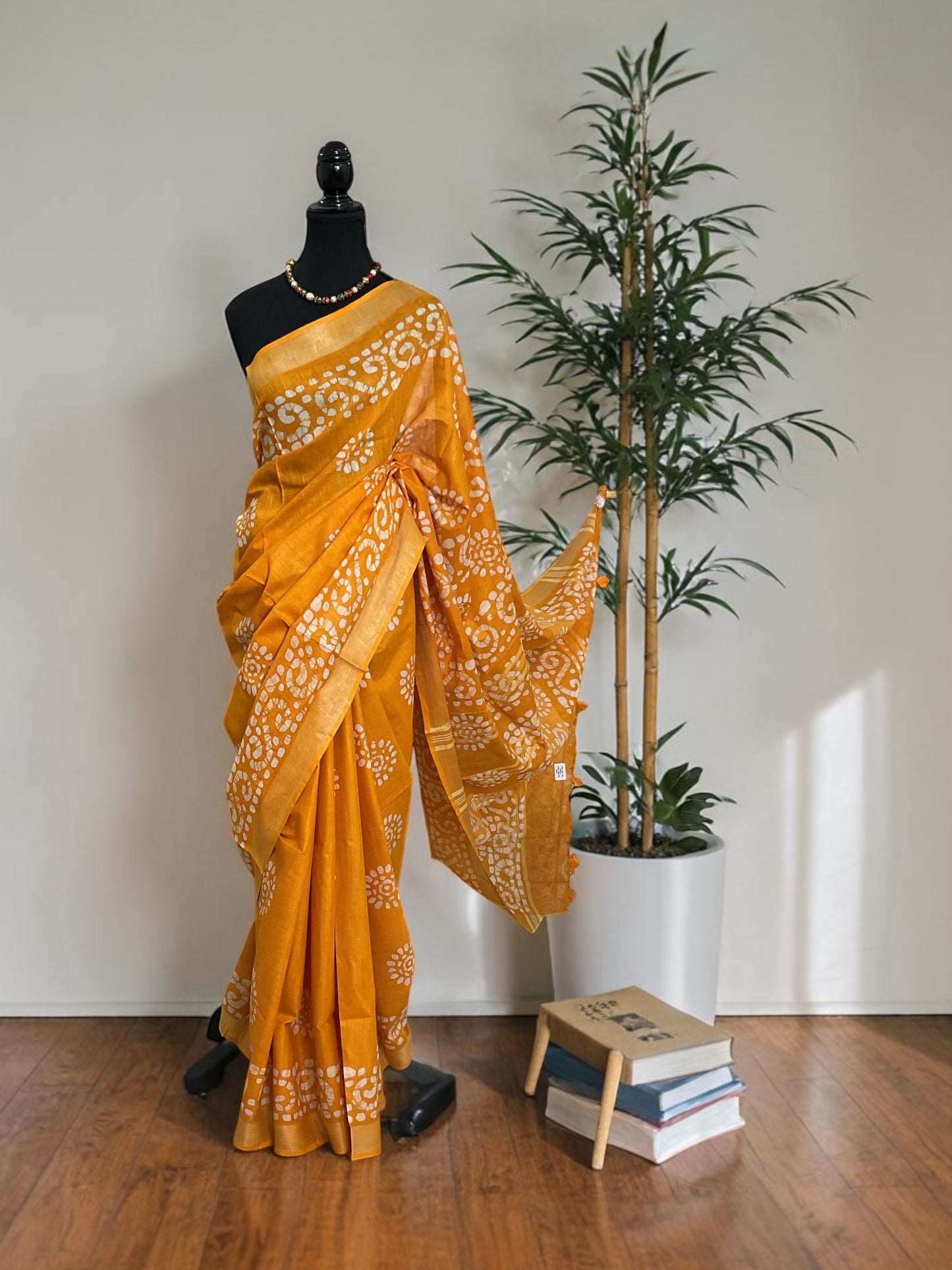 Cotton saree-(yellow)
