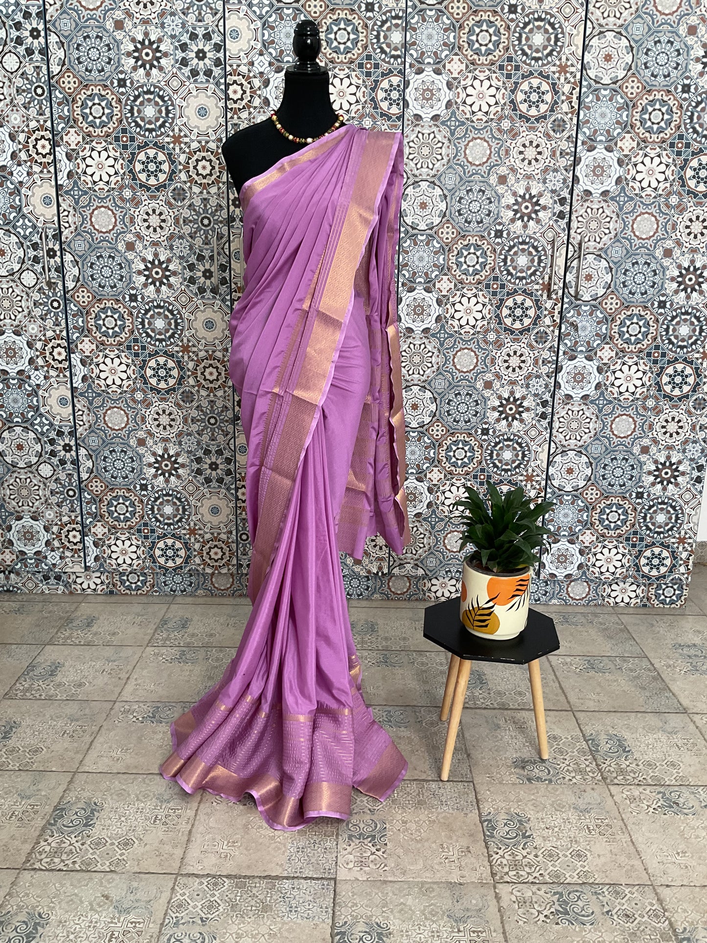 Semi Mysore crepe silk saree(pink)