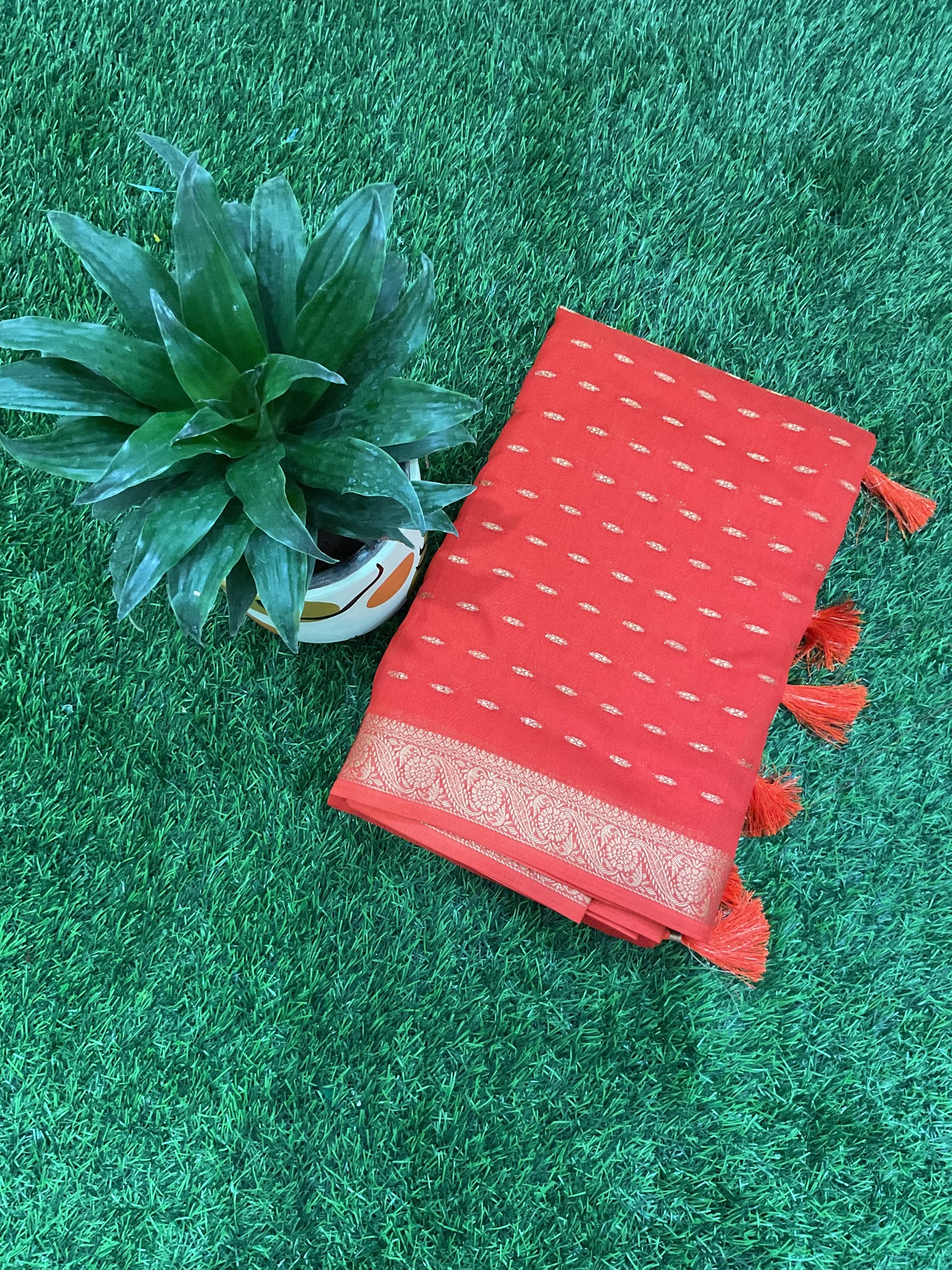 Walnut silk Georgette saree(orange)