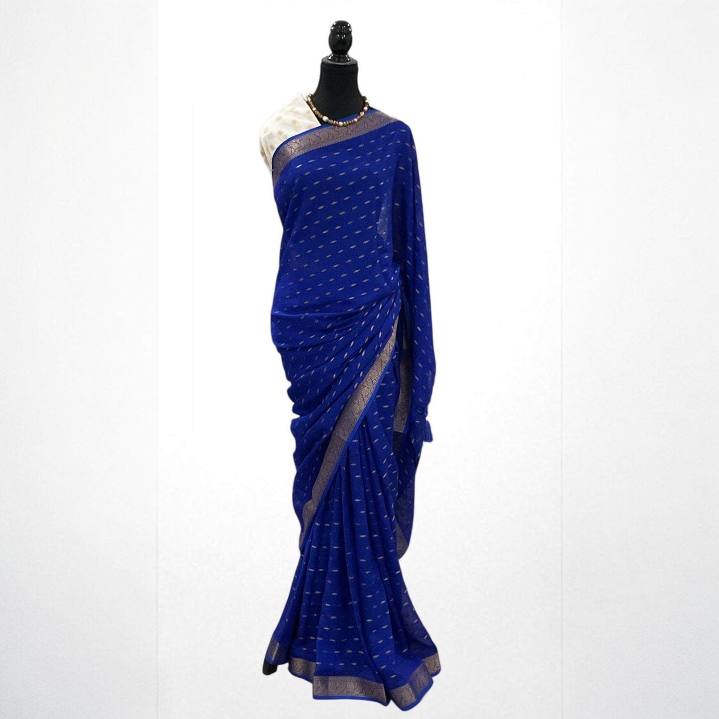 Walnut silk Georgette saree(Royal Blue)