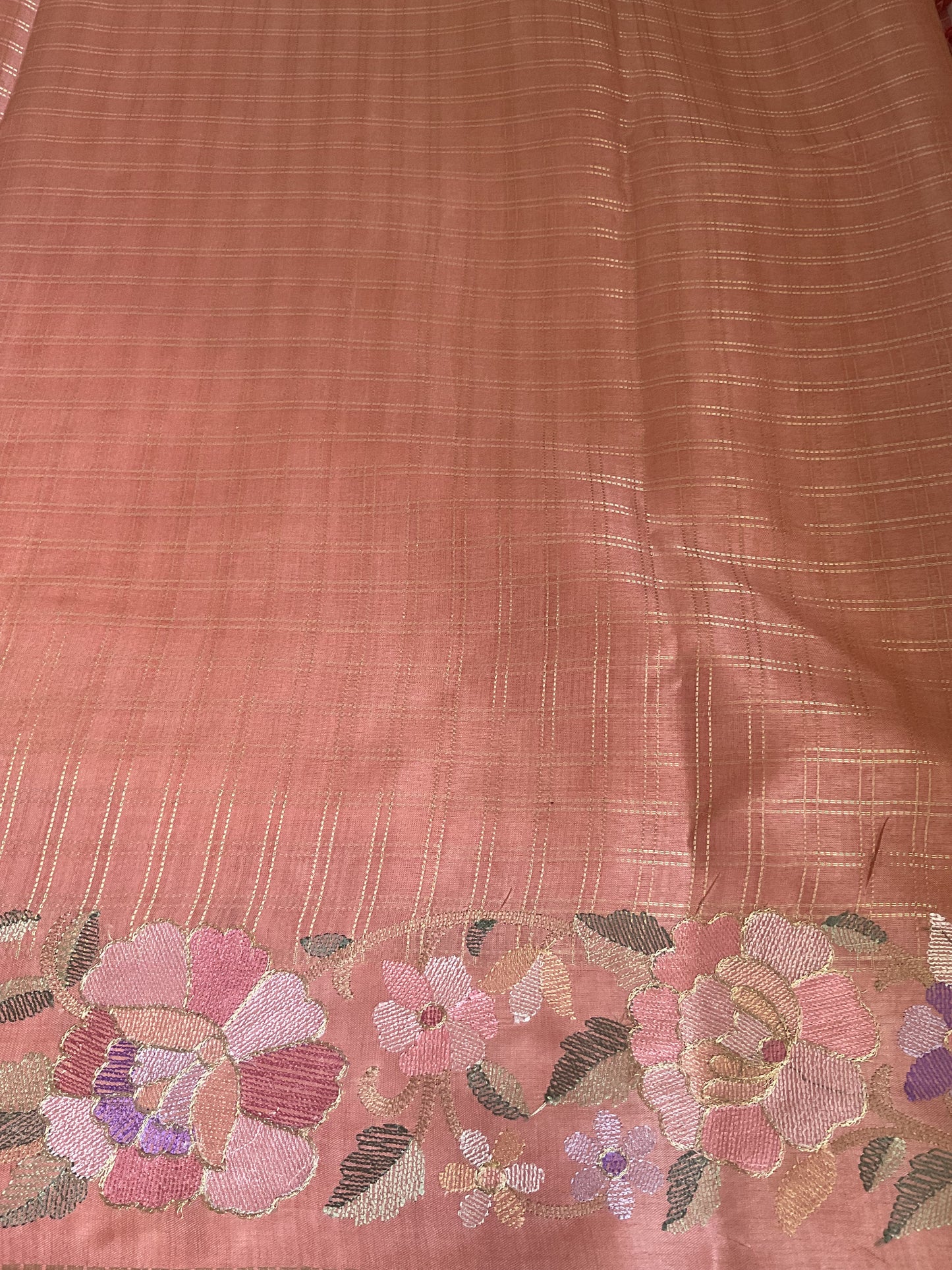 Fancy Viscose saree-(Peach machine embroidery)
