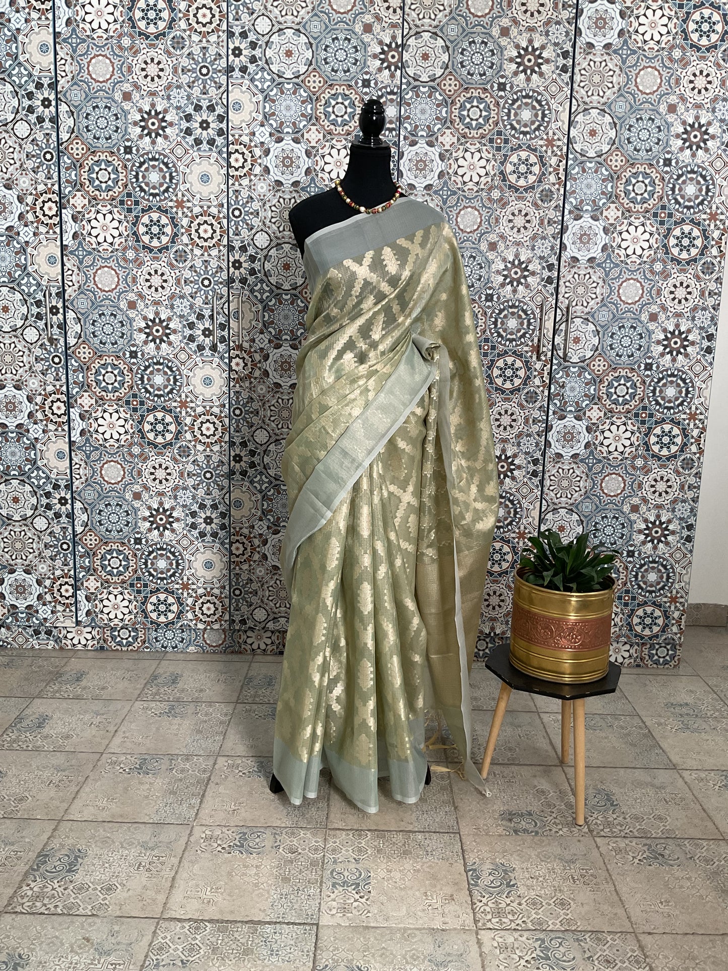 Kota tissue saree( Sage green)