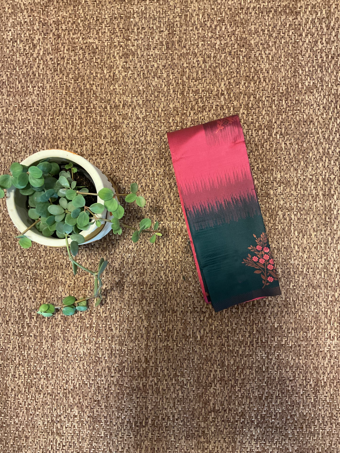 Meena pink with green semi soft silk saree