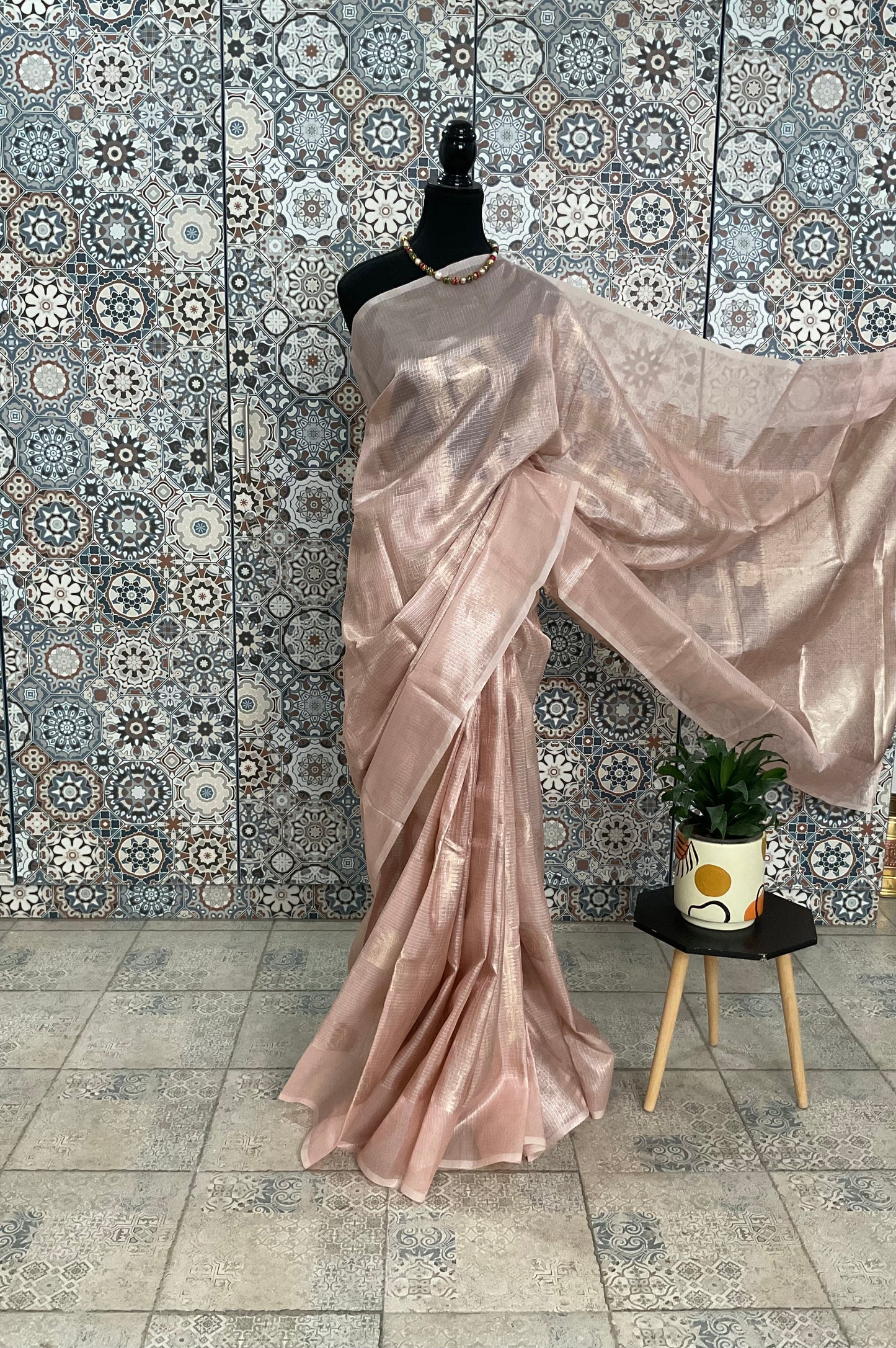 Kota Tissue Saree(Blush Rose pink)