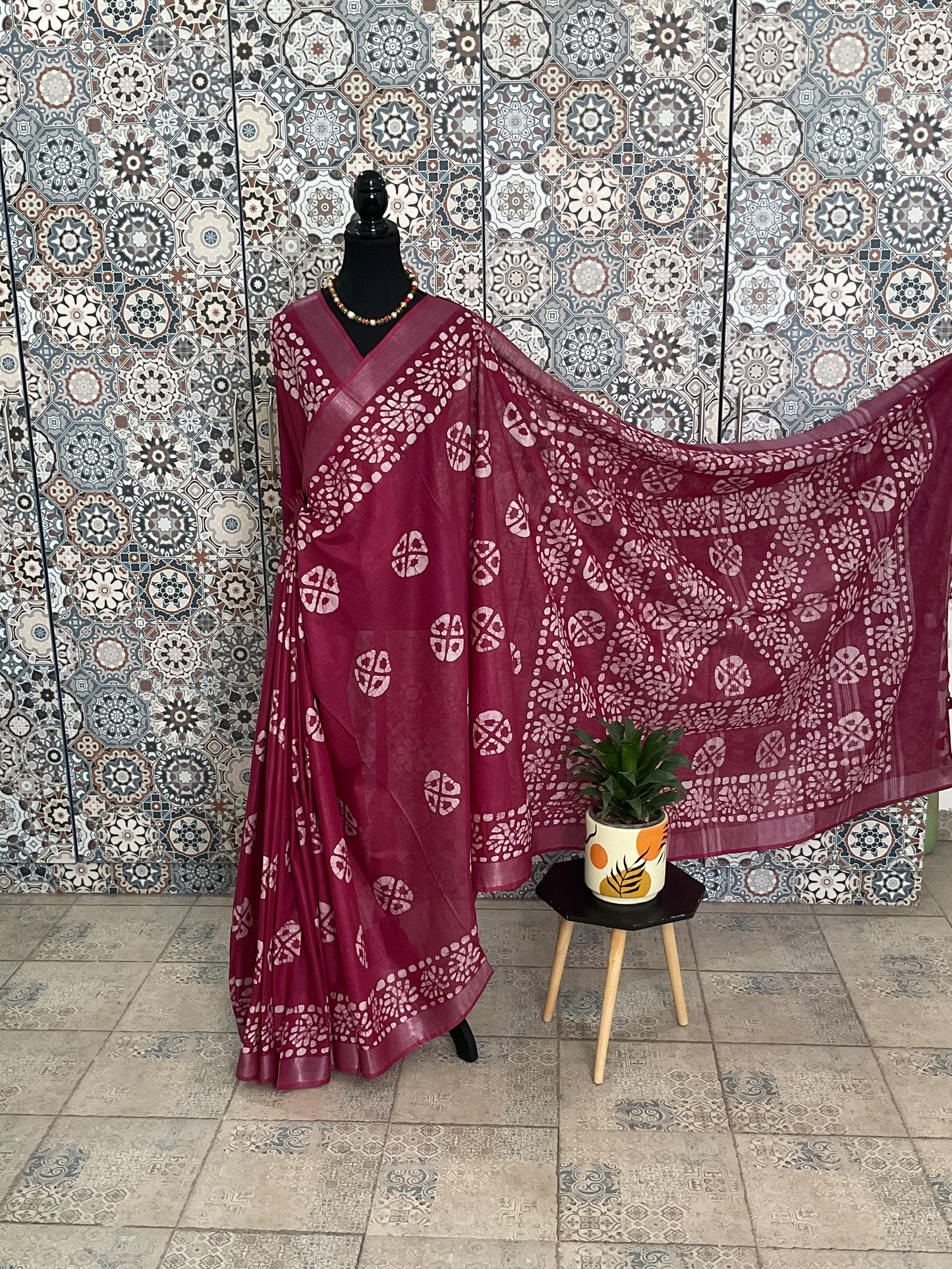 Wine colour Cotton saree