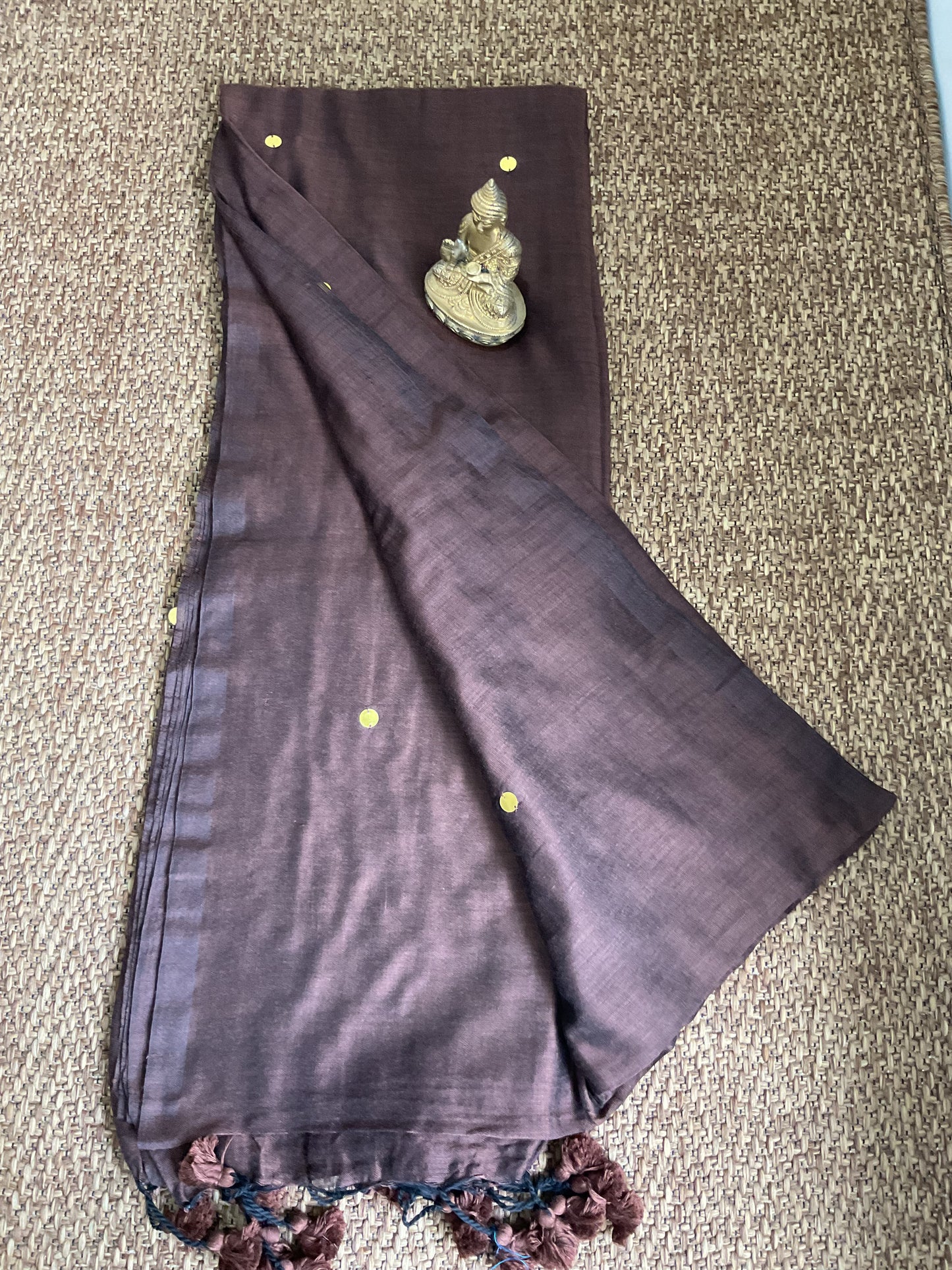 Cotton Gini saree(Brown)
