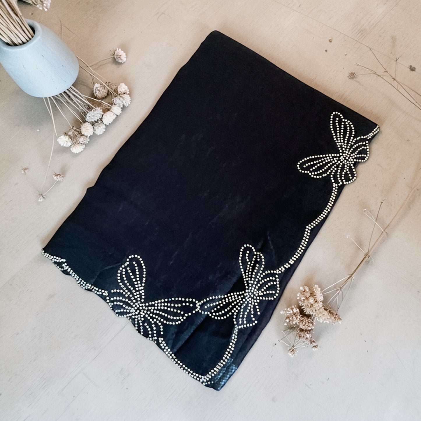 Space silk Butterfly Fancy saree-Black