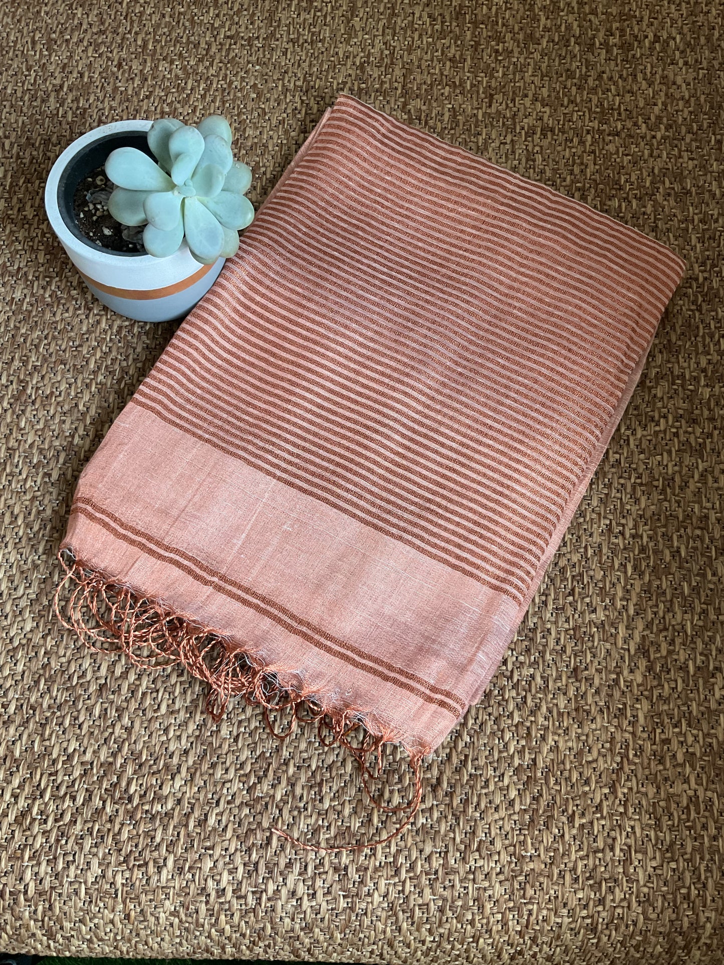 Linen tissue saree- powder pink