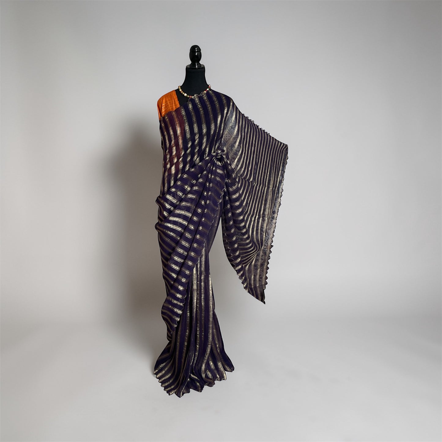Organza Tissue saree(Navy blue)