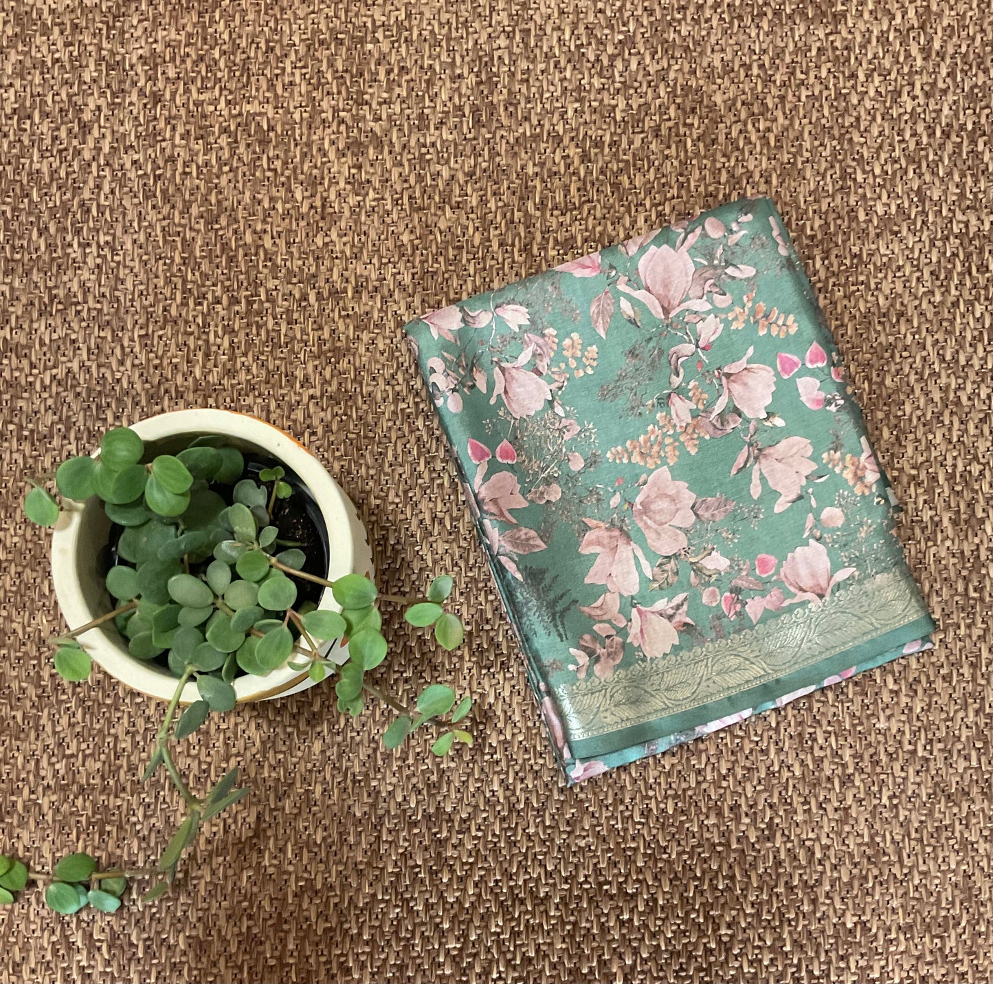 Green Fancy printed saree(08))