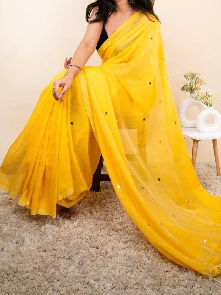 Gini cotton saree(yellow)