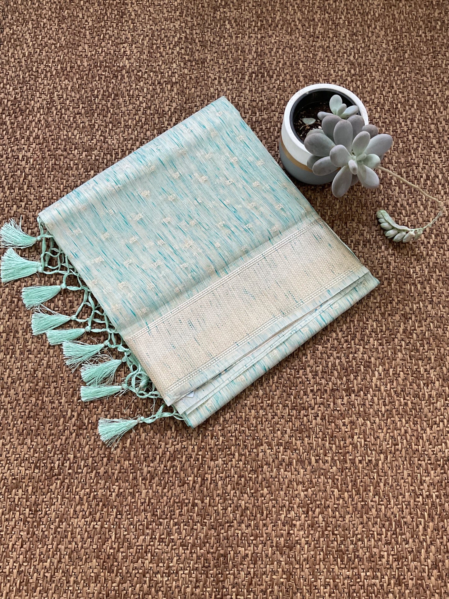 Cotton saree(Aqua blue)