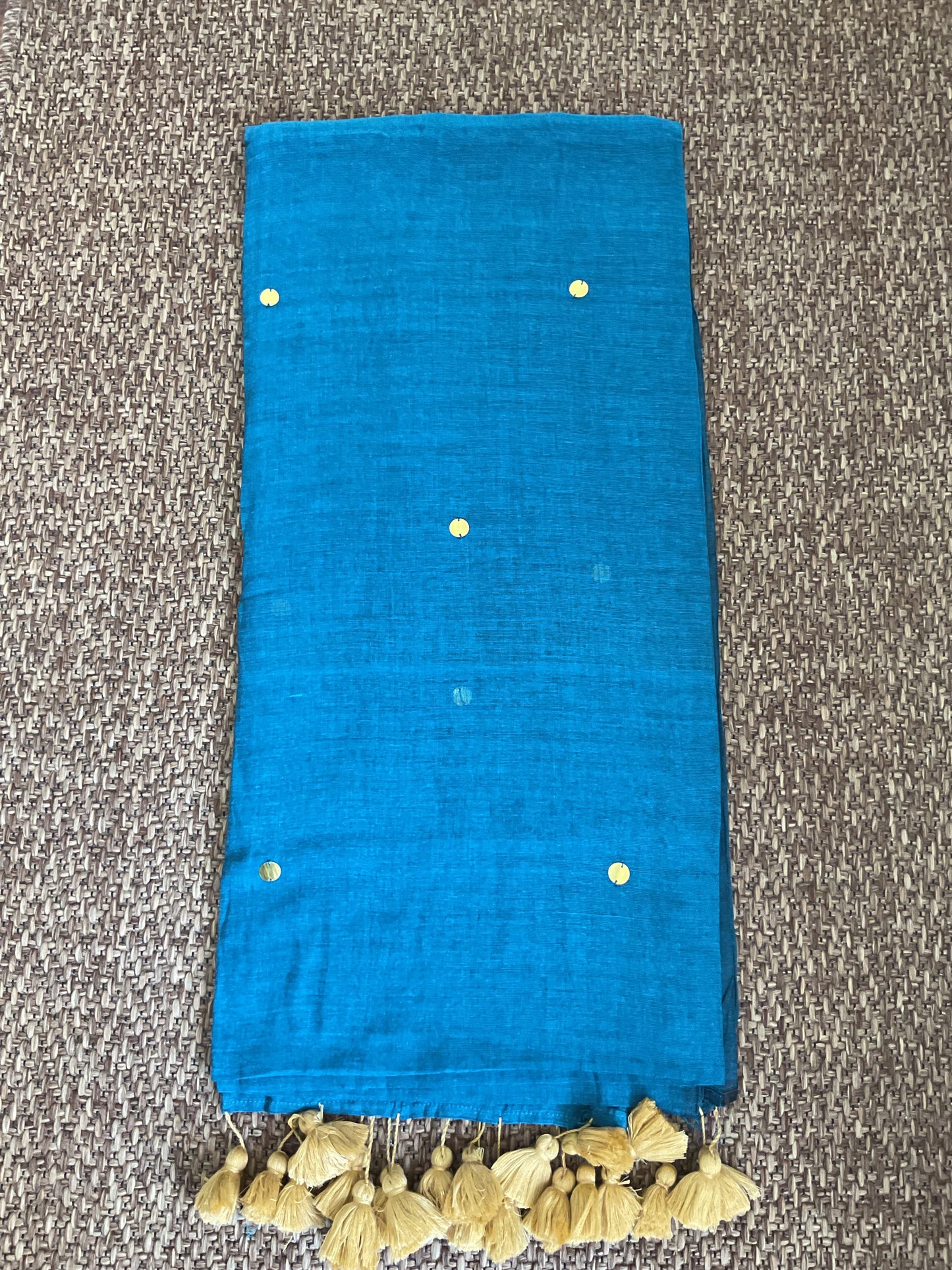 Gini Mul cotton saree(Teal blue)