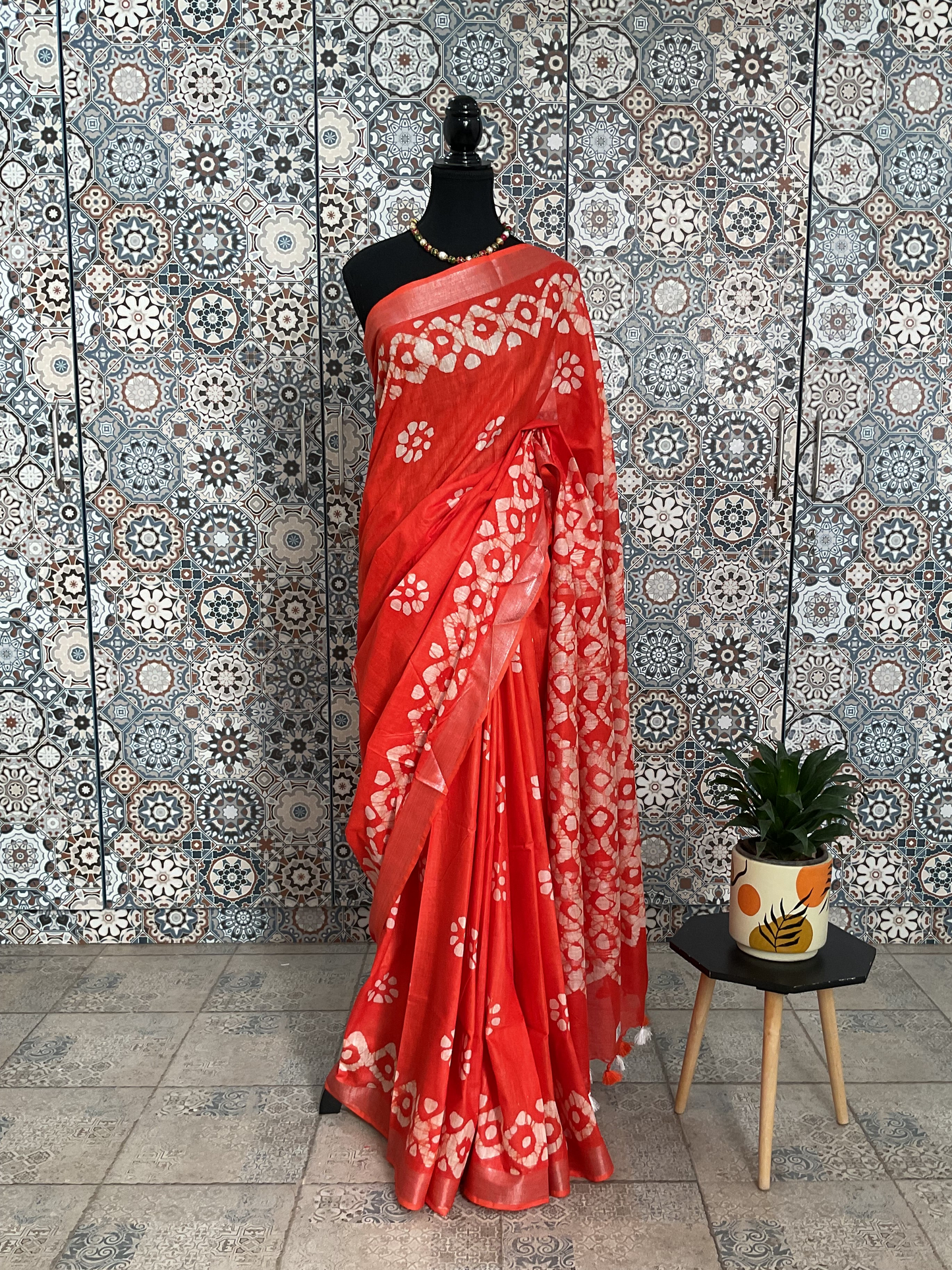 Cotton saree- (Orange)