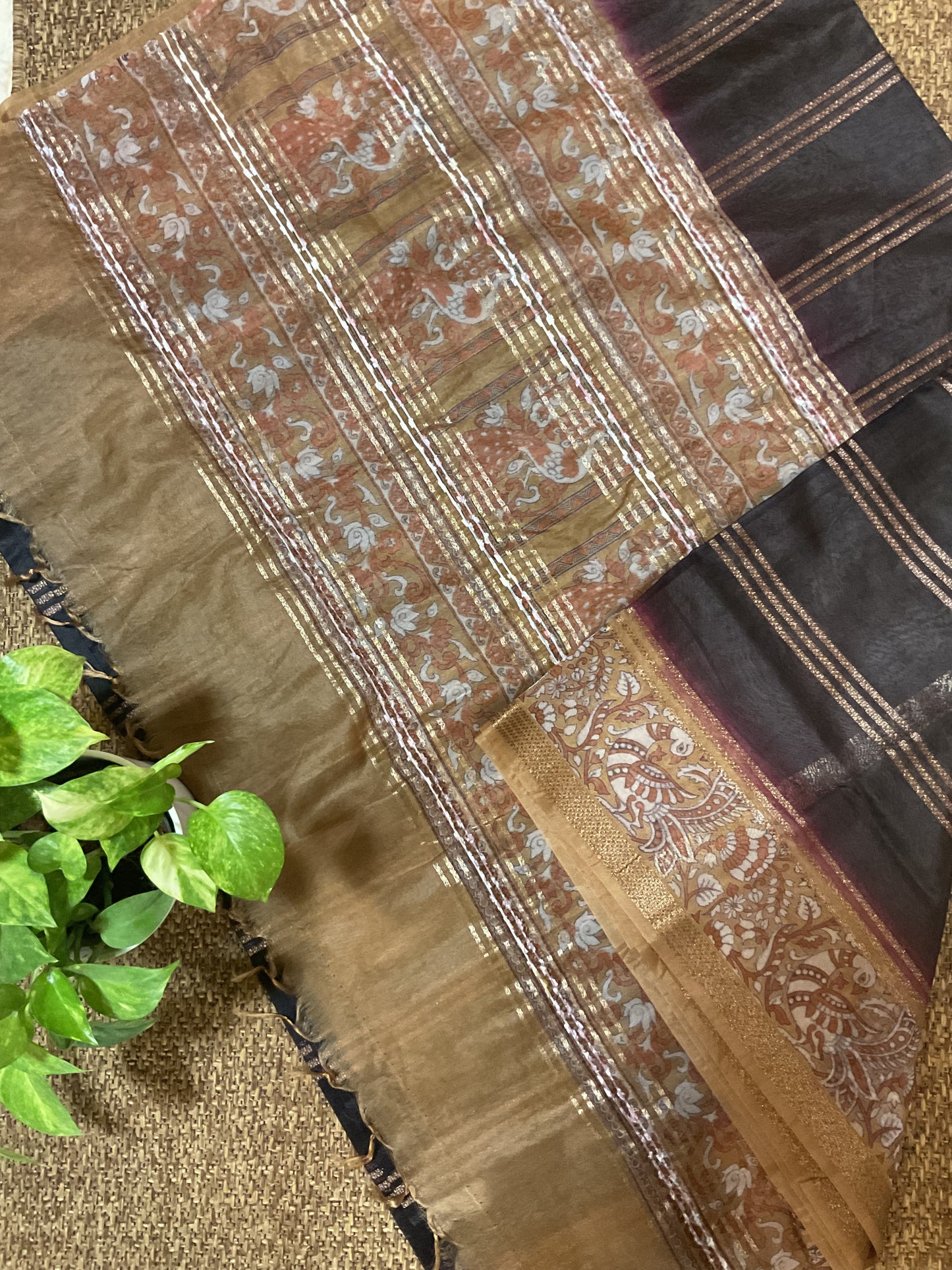Fancy organza Kalamkari saree