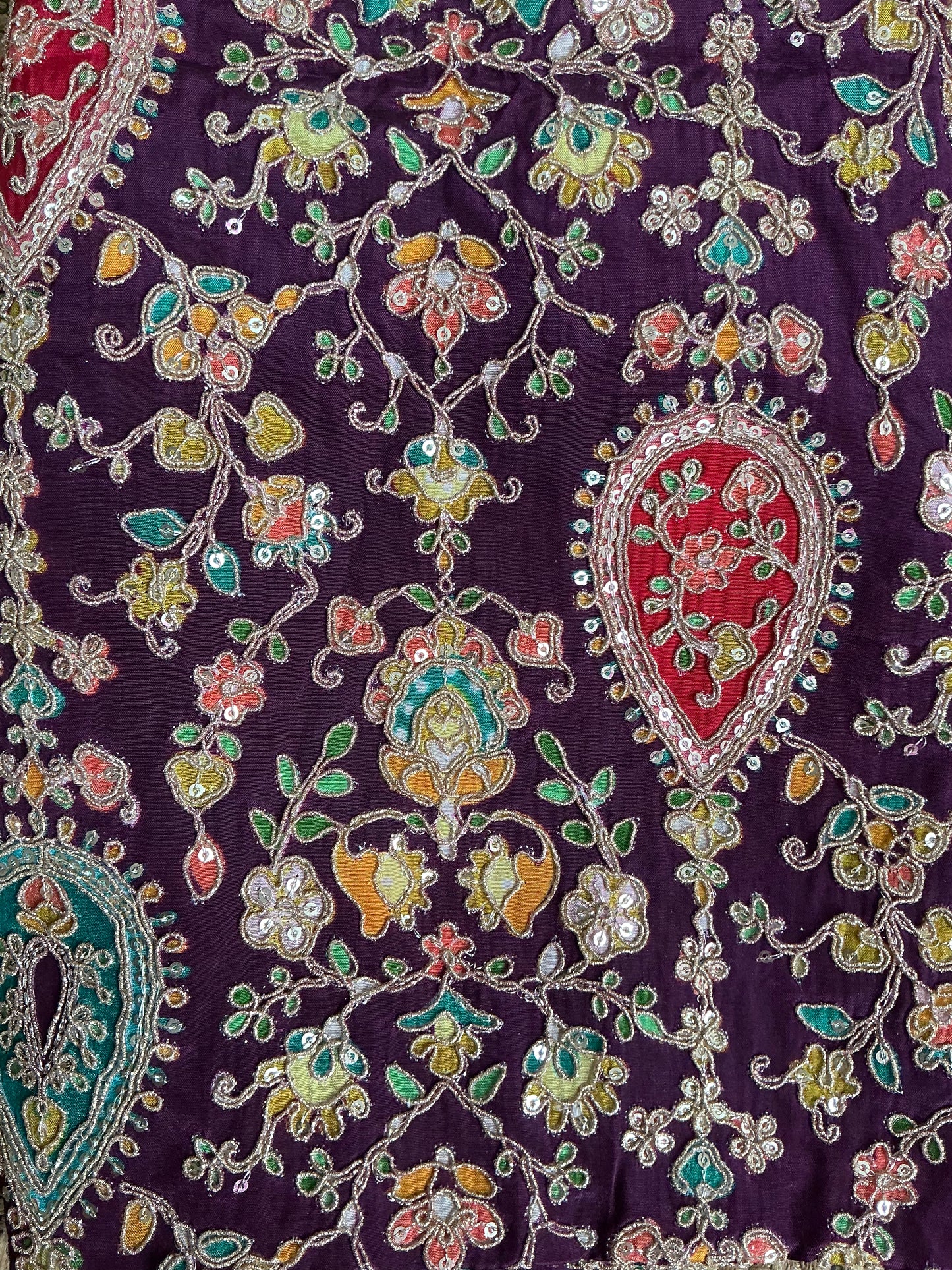 Meenakari wine colour blouse fabric