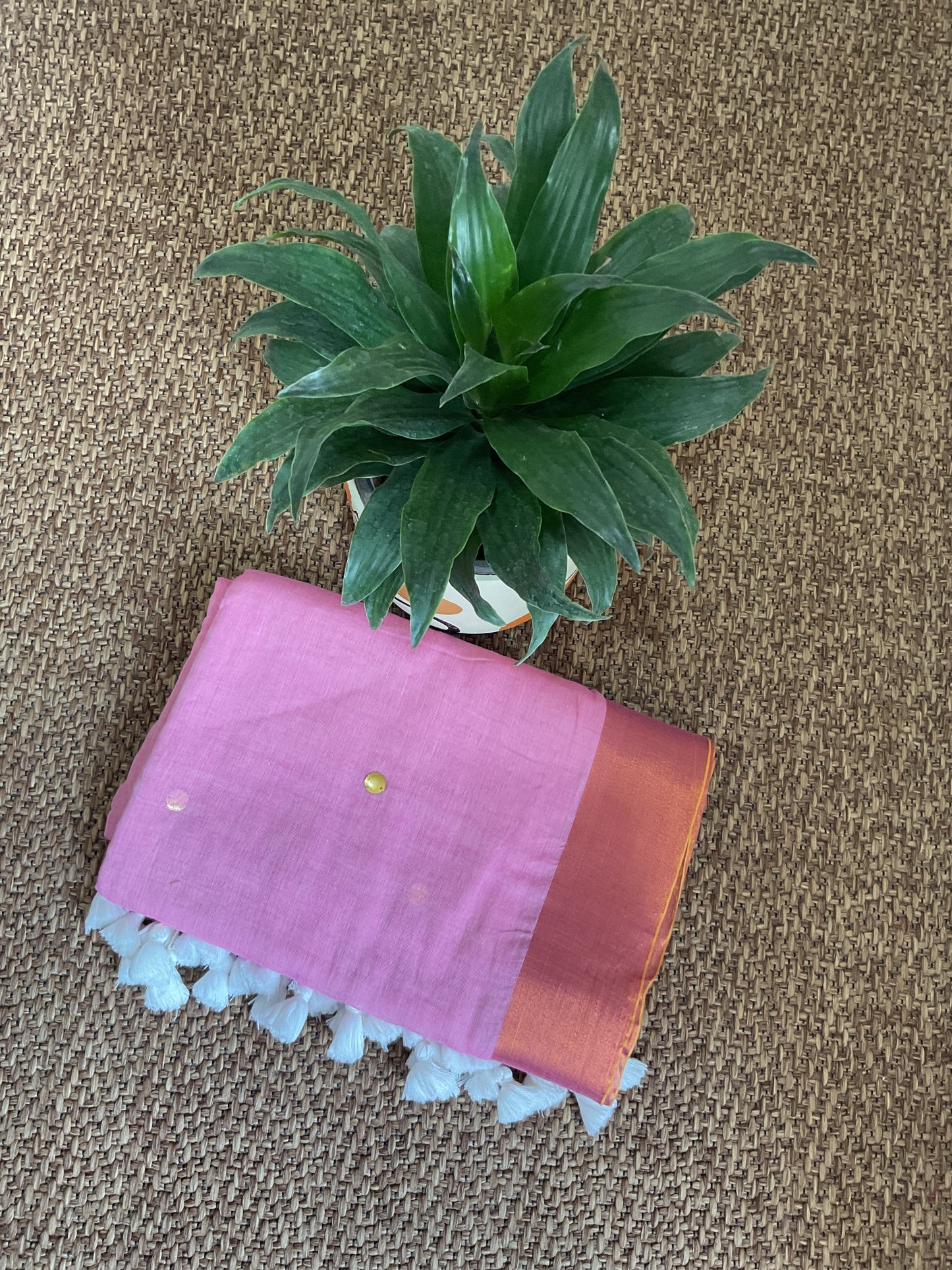 Gini Mul cotton saree(Dusty Pink)