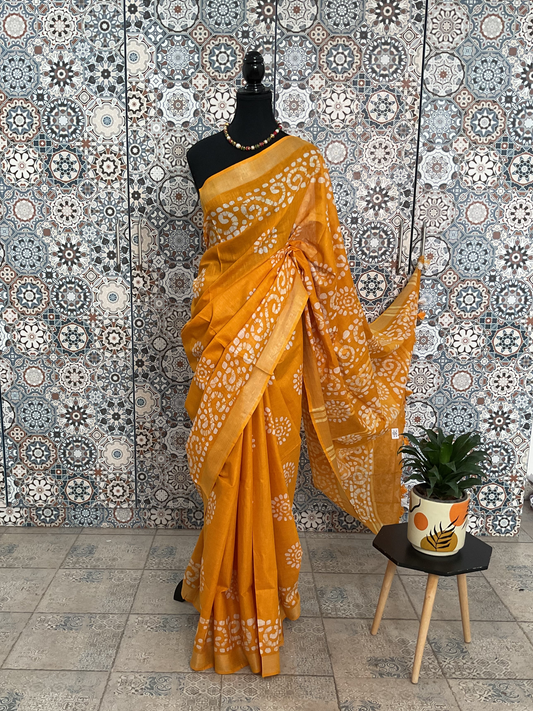 Yellow Cotton saree