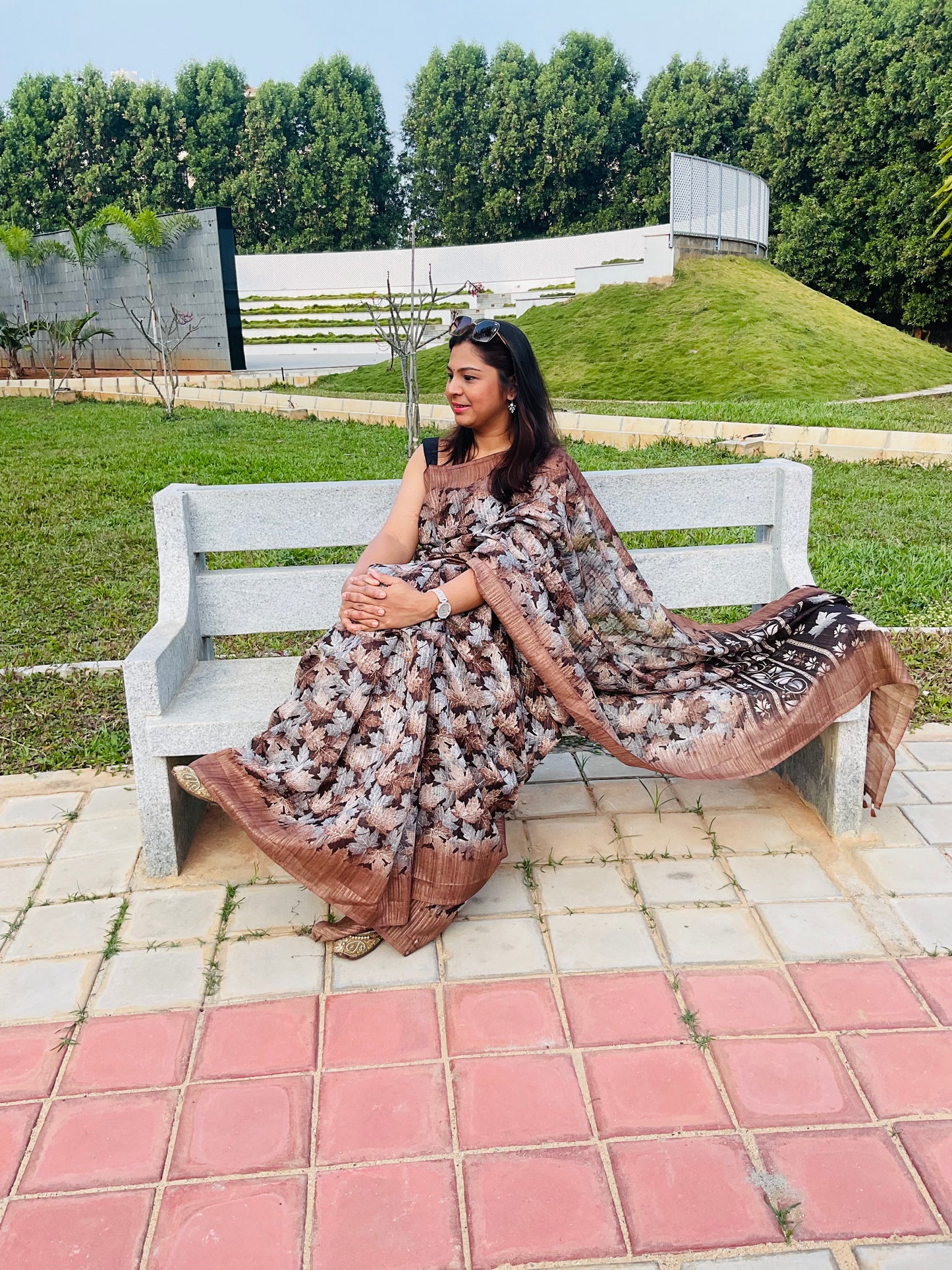 Space silk cotton saree(chocolate brown)