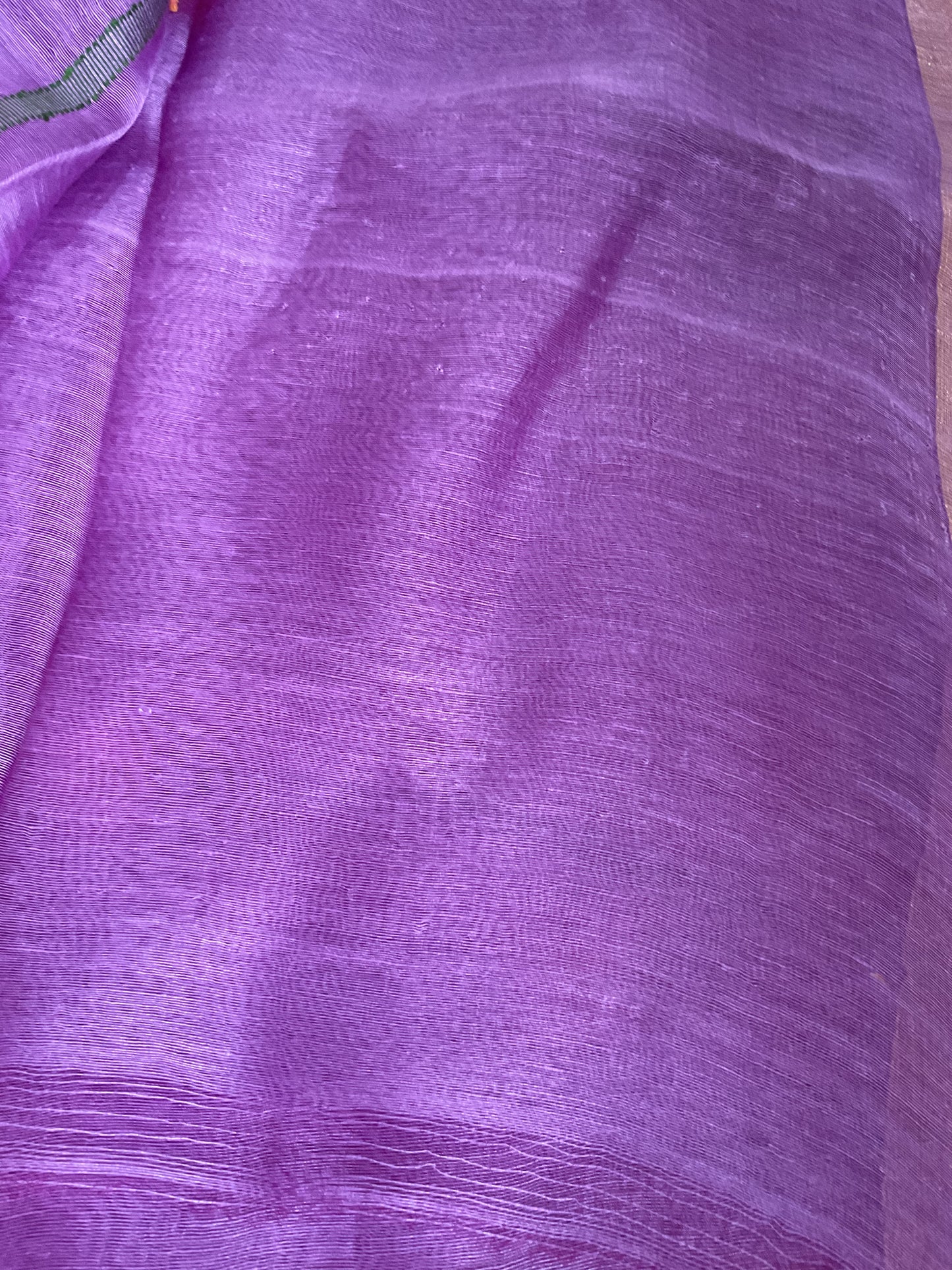Pure jamdani muslin linen silk saree (Purple)