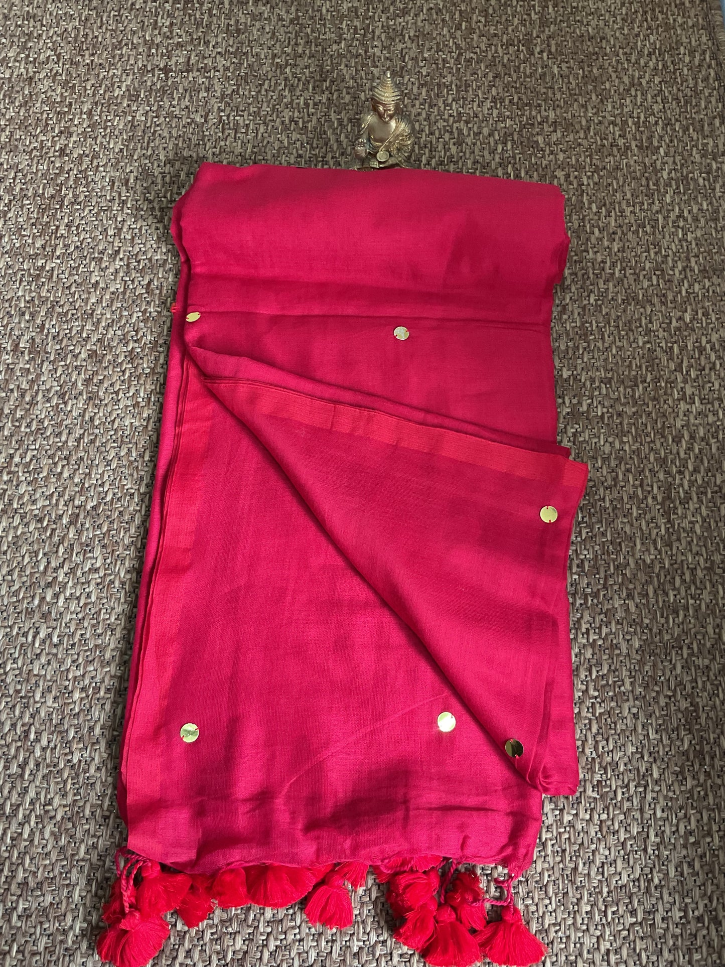 Cotton Gini saree(Red)