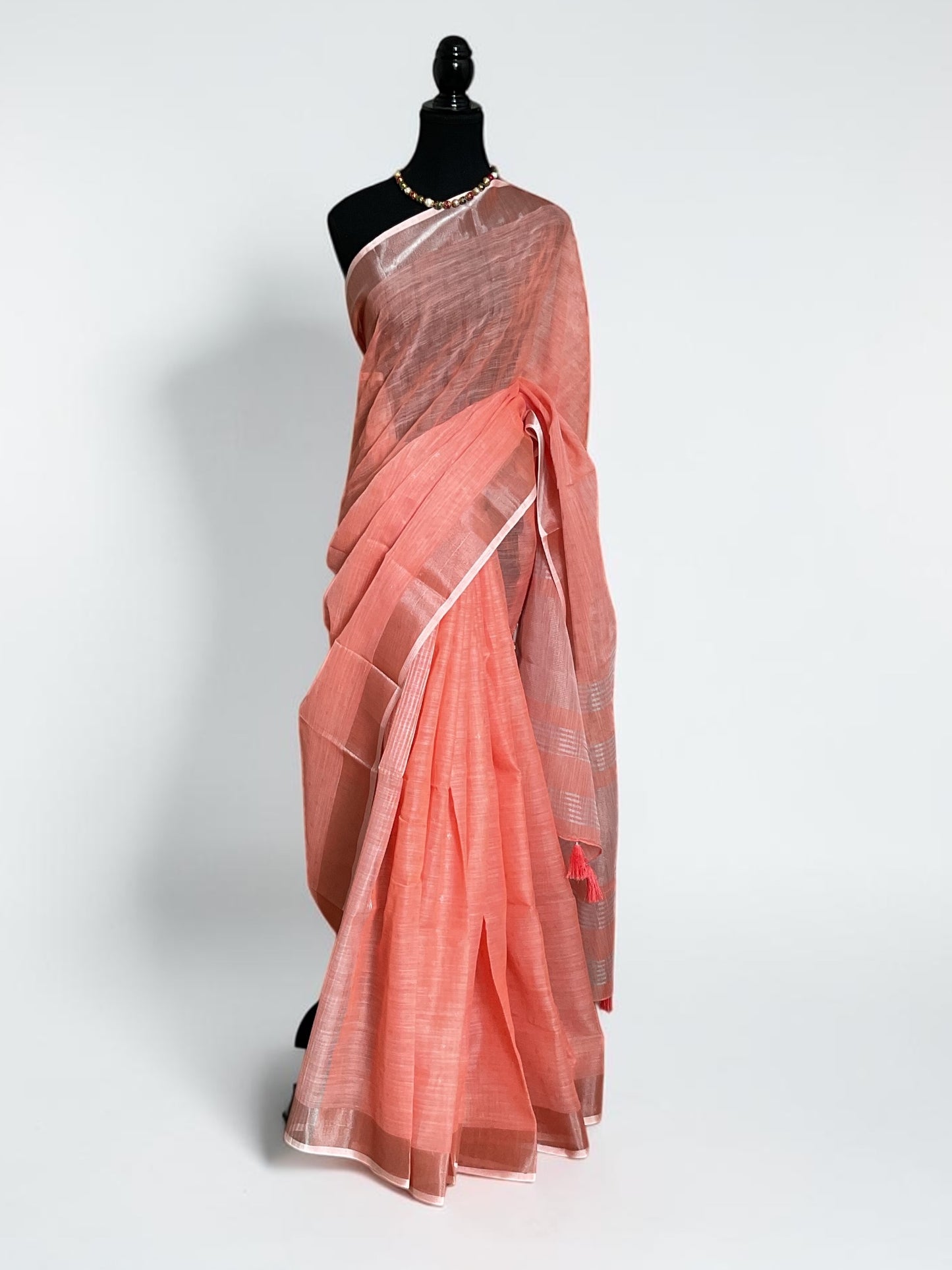 Linen cotton with silver motifs(Light pink)