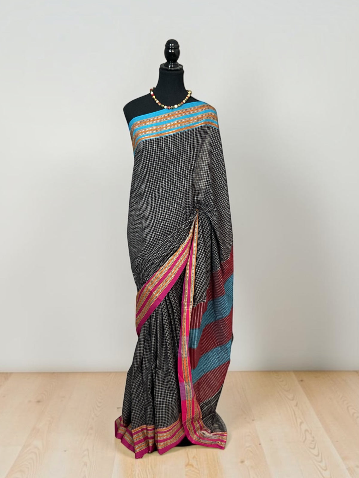 Pure Handloom Patted Anchu Cotton Saree(Mustard yellow)