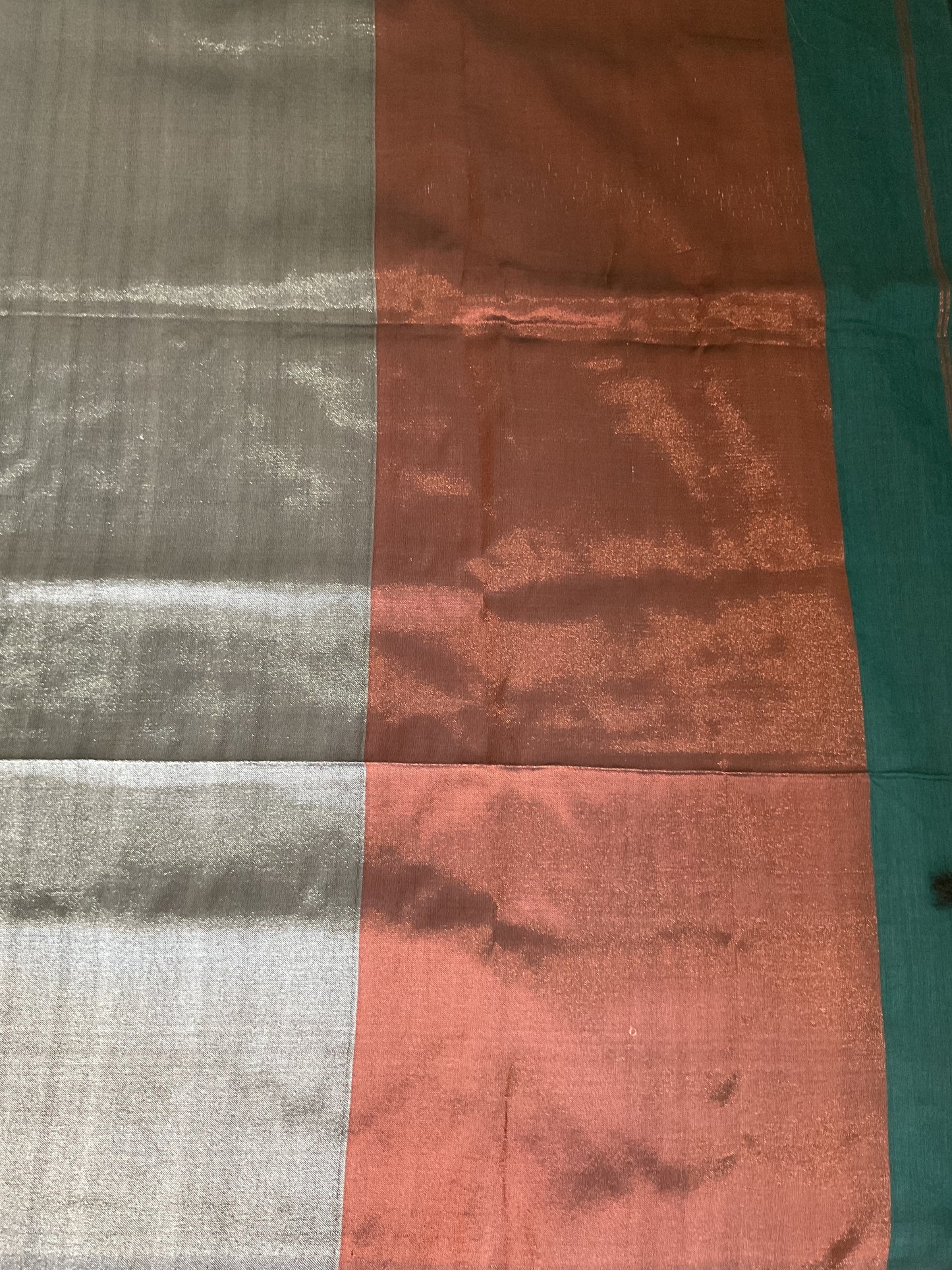Handloom cotton saree(Teal green with contrast pallu)