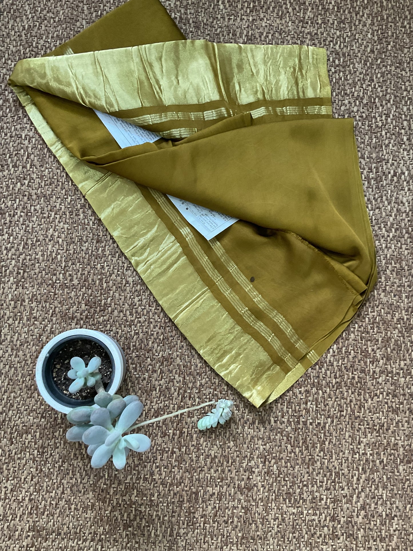 Gajji silk saree(Olive golden)