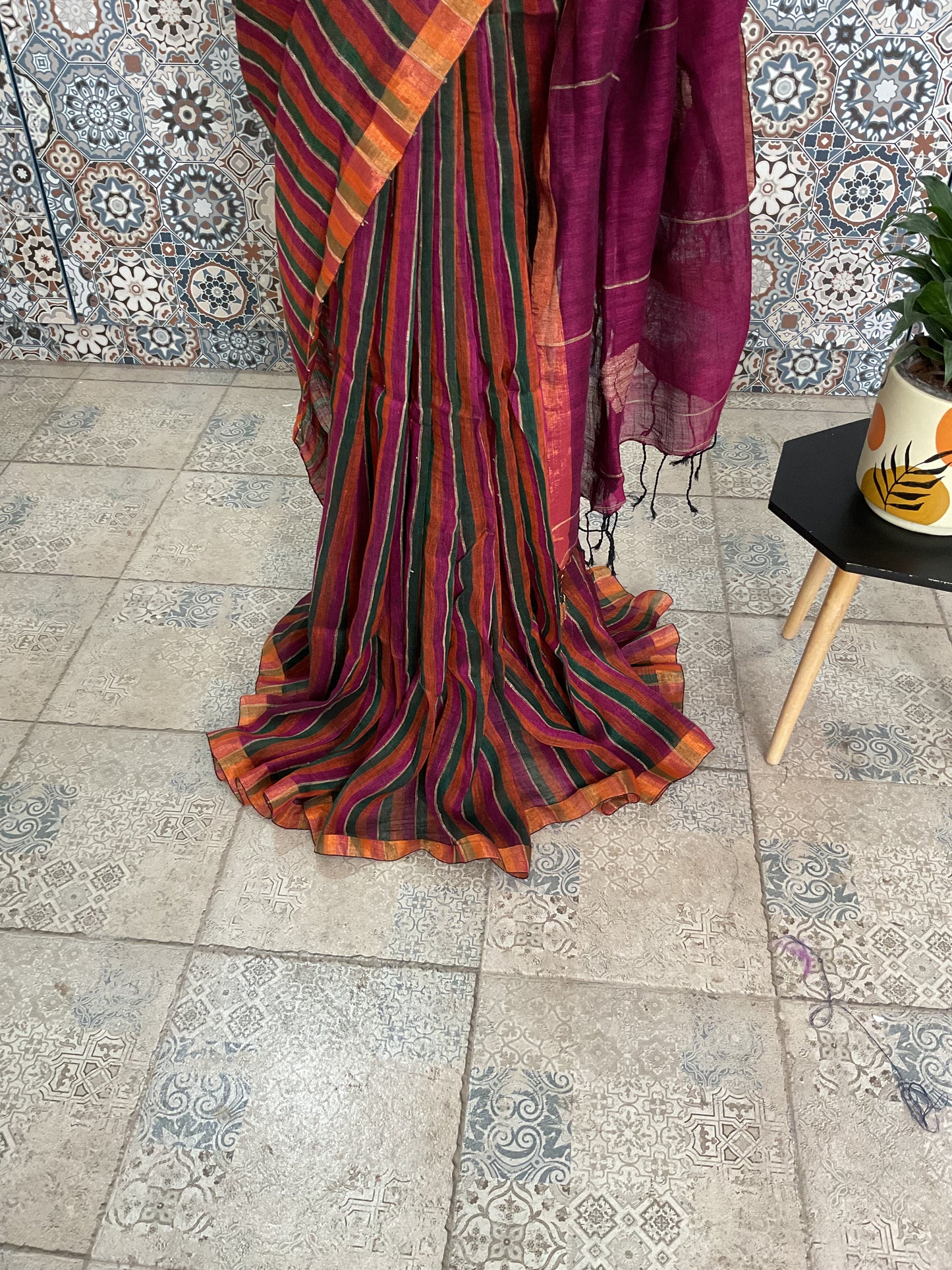 Handloom Linen saree