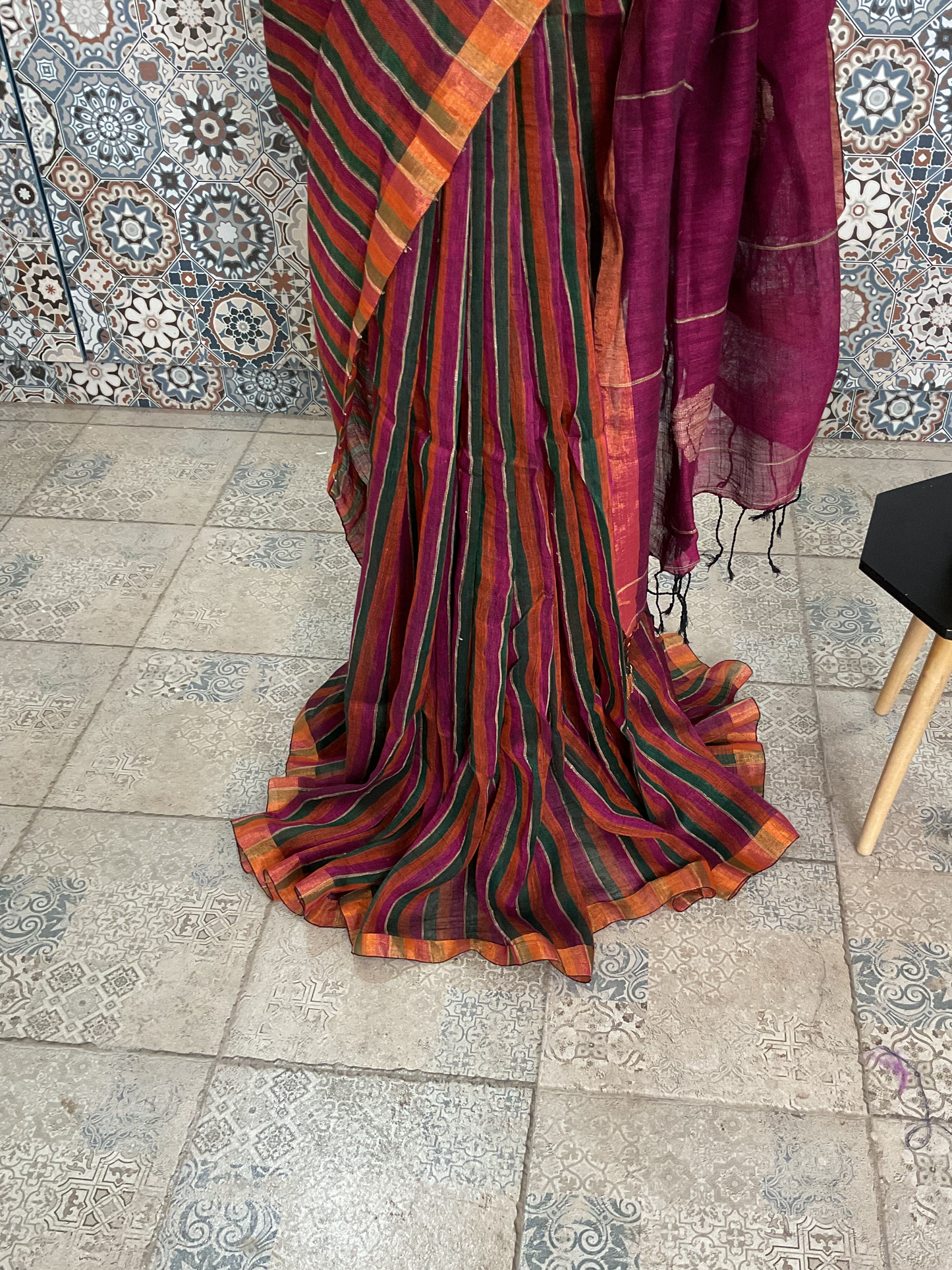 Handloom Linen saree