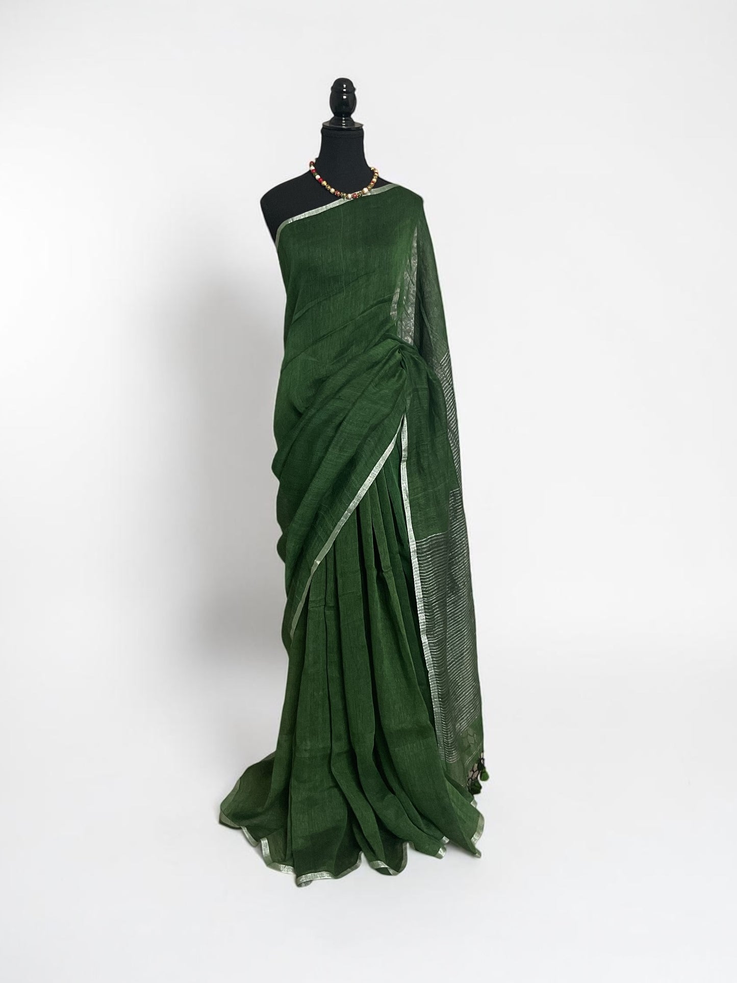 Handloom Linen saree(Green)