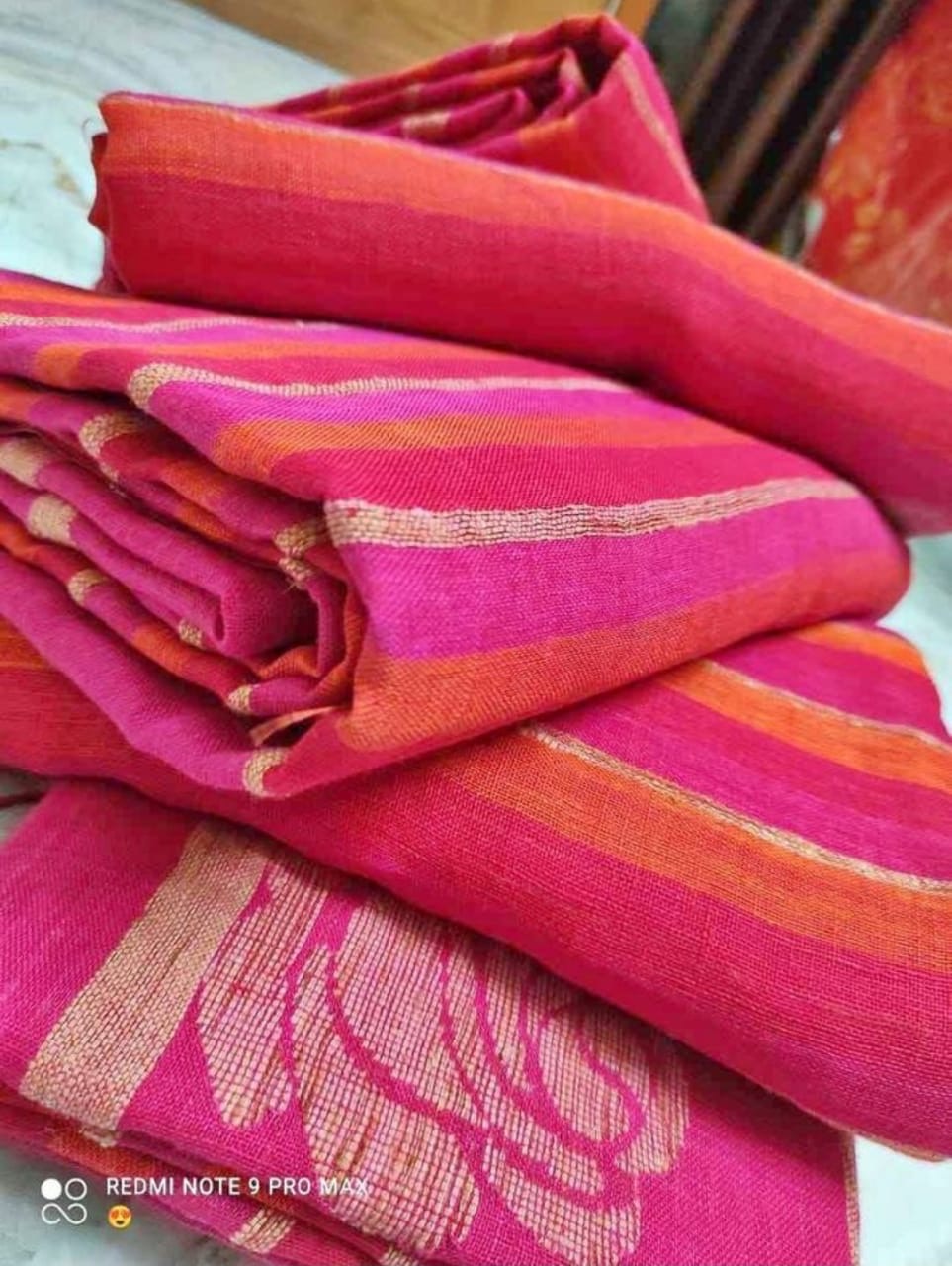 Handloom Linen saree(pink)