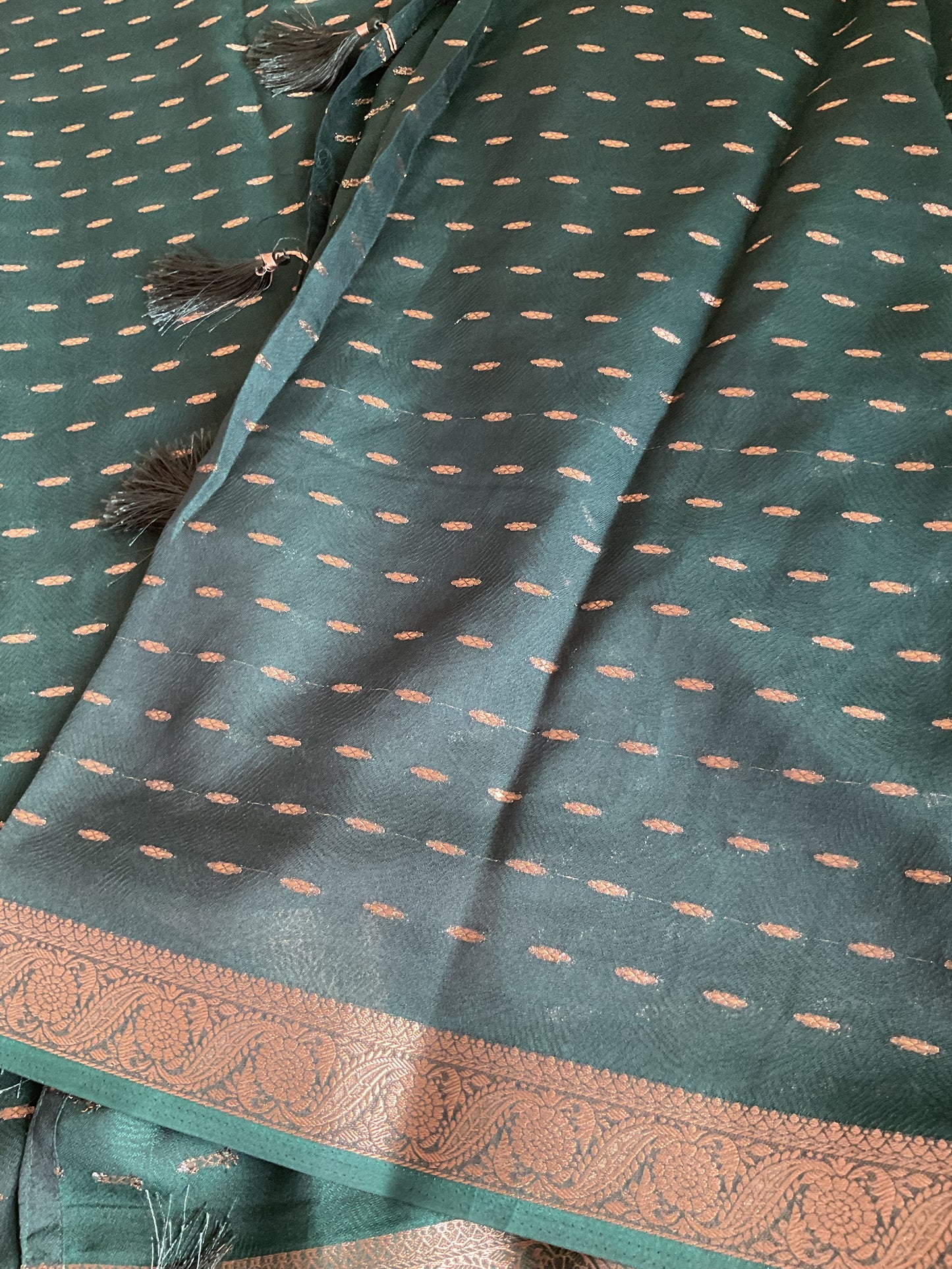 Walnut Silk Georgette saree(Green)