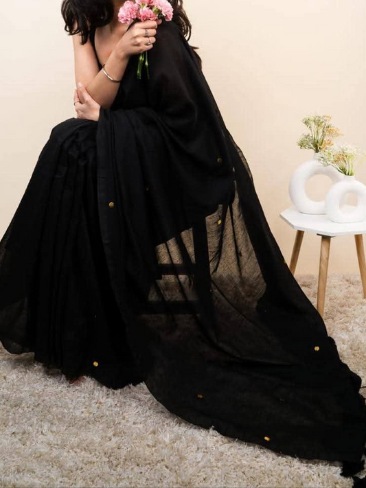 Cotton Gini saree(Black)