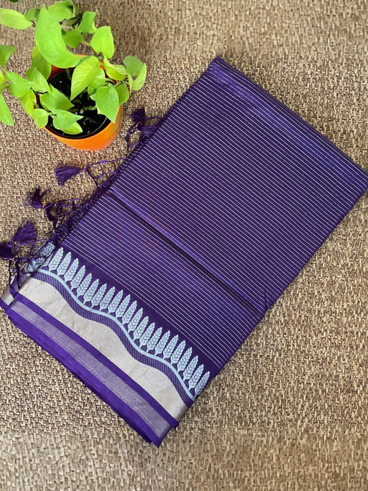 Dola silk stripes saree(Purple)