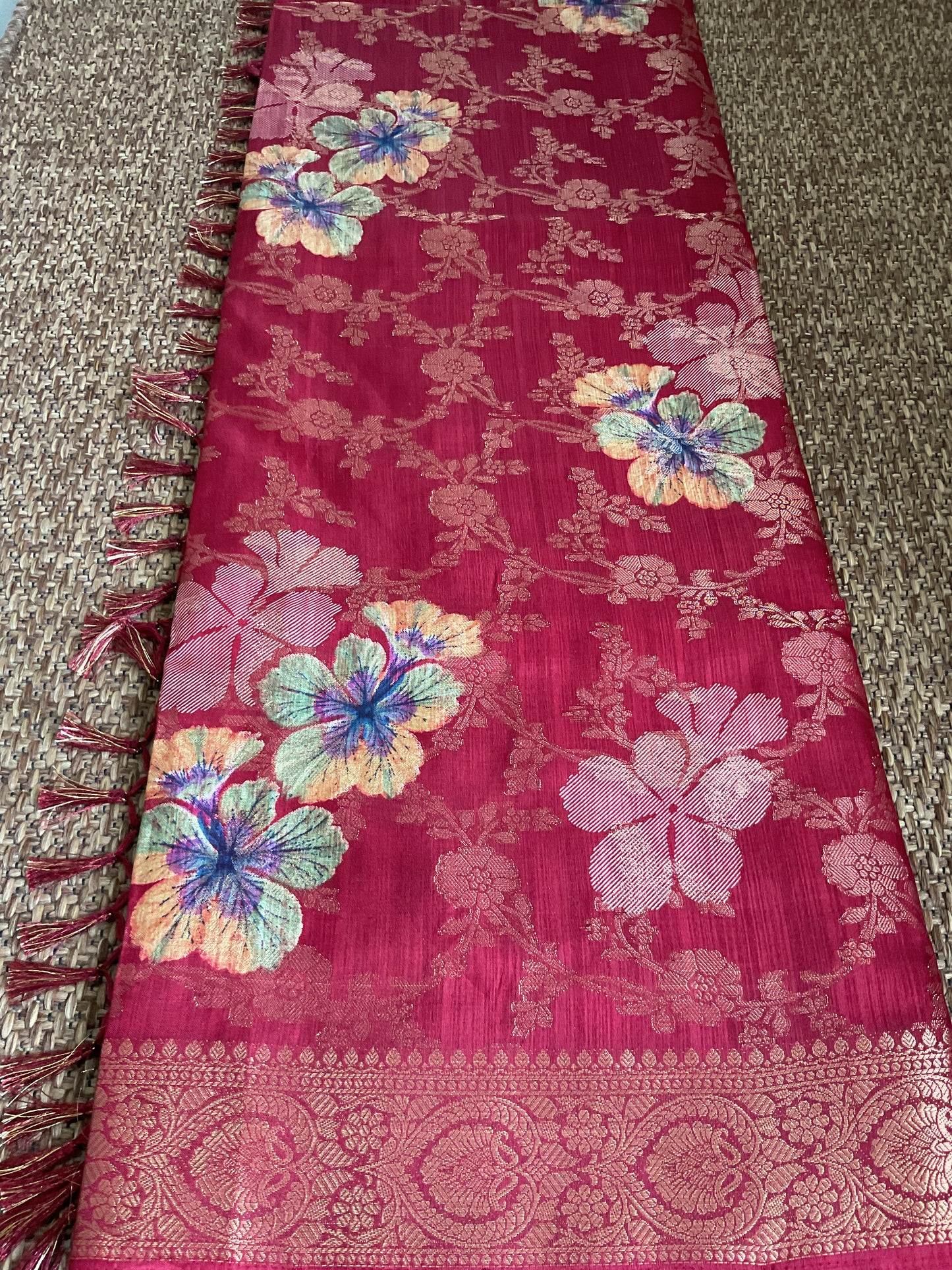 Fancy Floral Zari Weaving Saree | Elegant Festive Collection