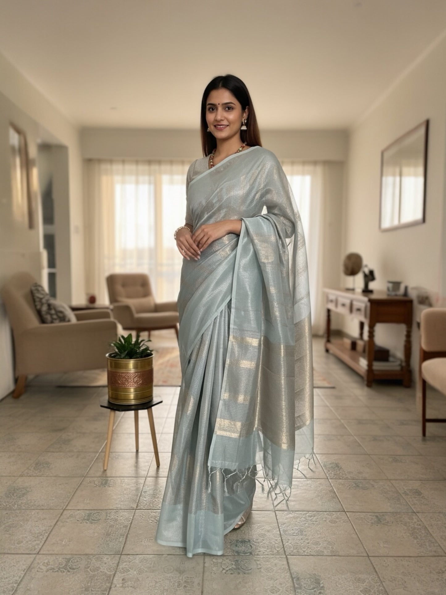 Kota Tissue sarees(light blue)