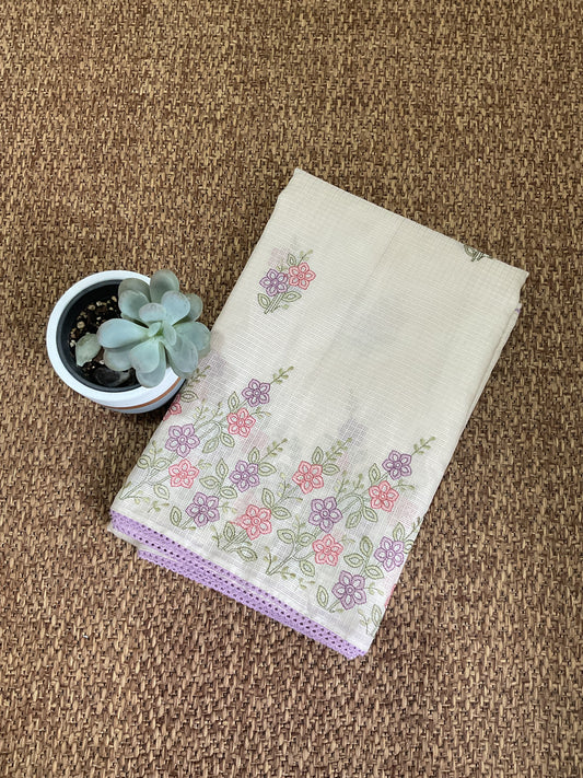 Kota embroidery sarees(lavender)