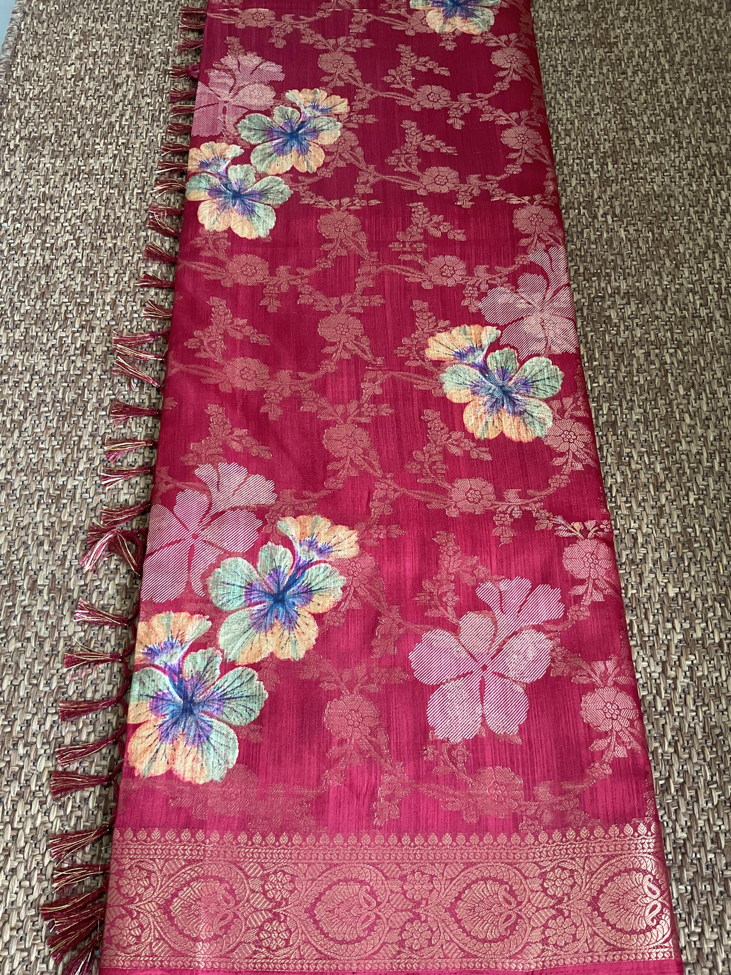 Fancy Floral Zari Weaving Saree | Elegant Festive Collection