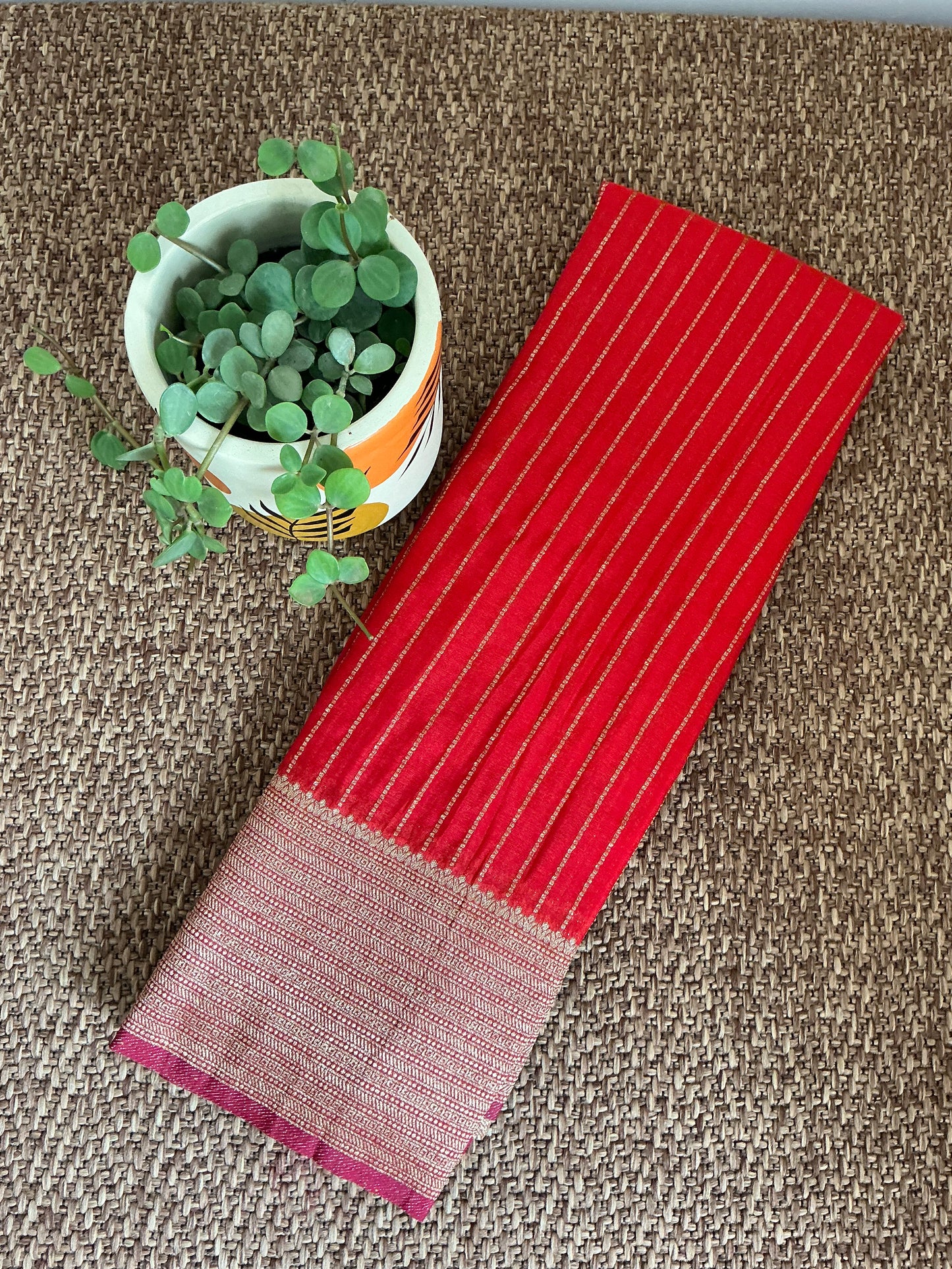 Orange Premium Banarasi stripes crepe sarees