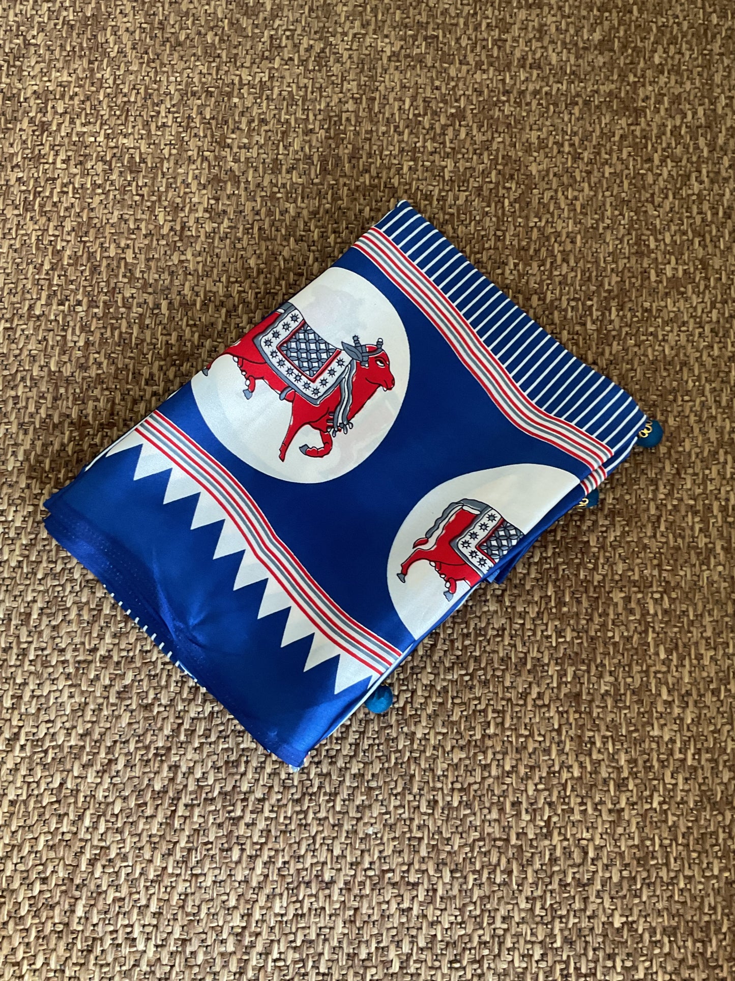 Blue Ajrakh Dola Silk Saree