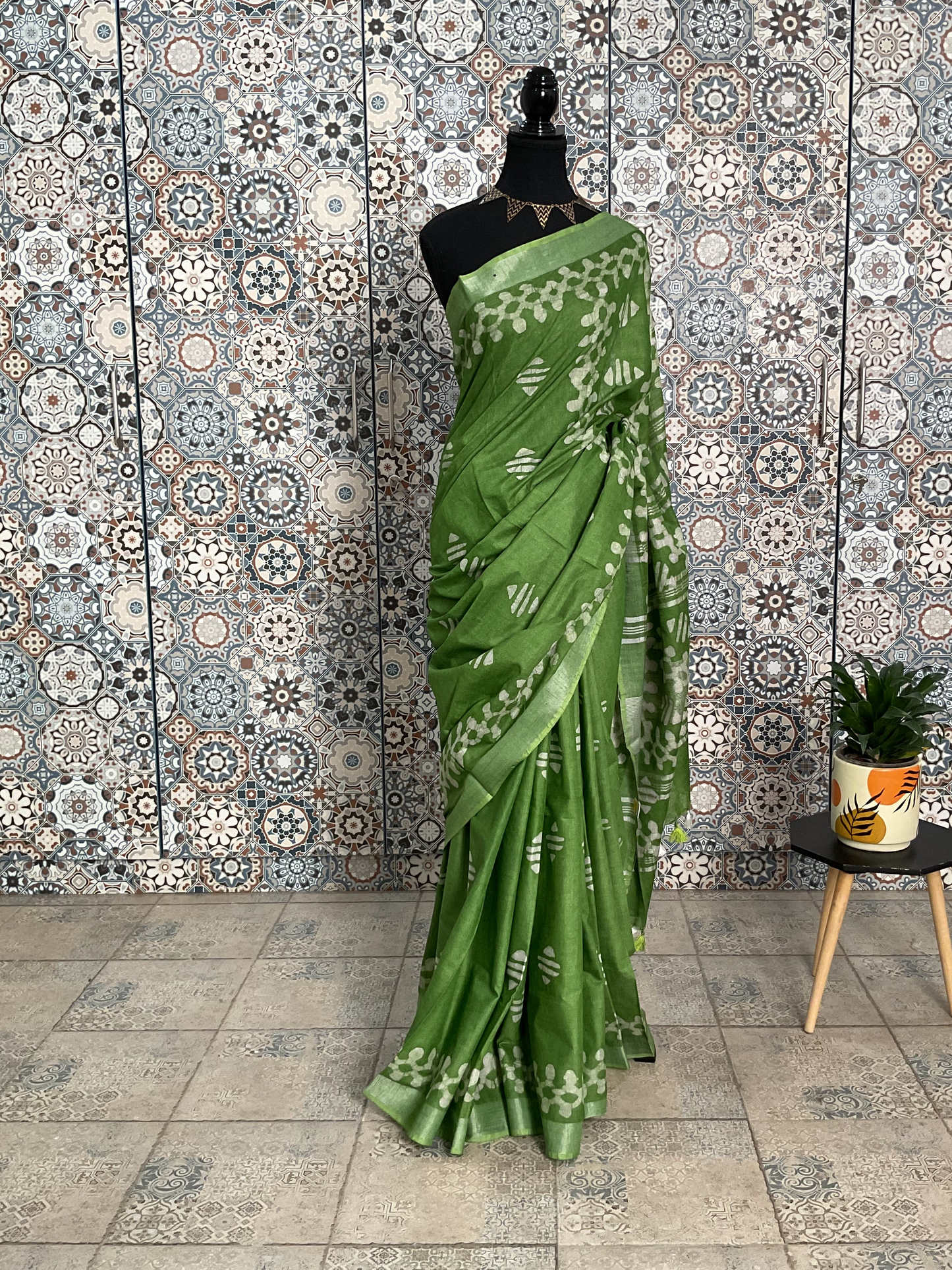 Cotton saree- (Green)