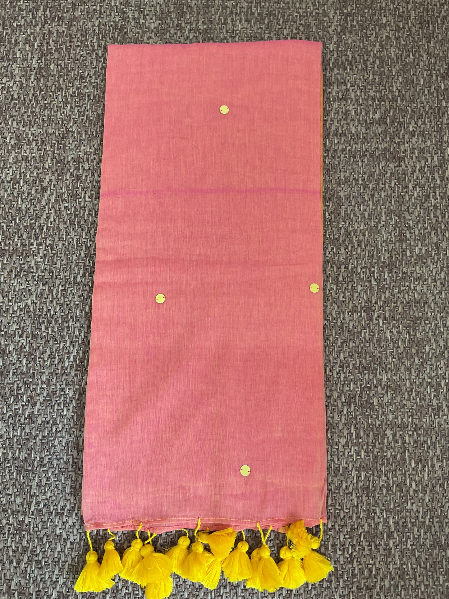 Gini Mul cotton saree(Peach pink)