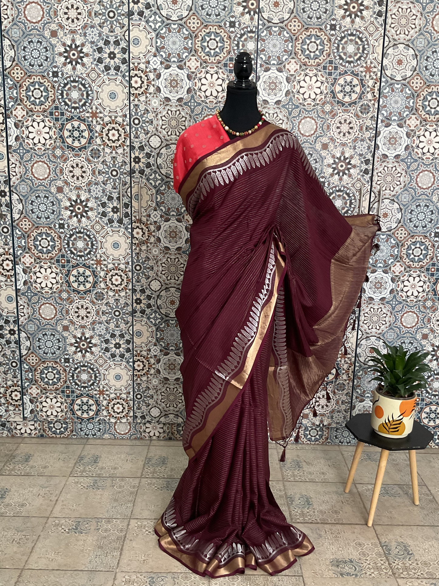 Dola silk saree(wine)