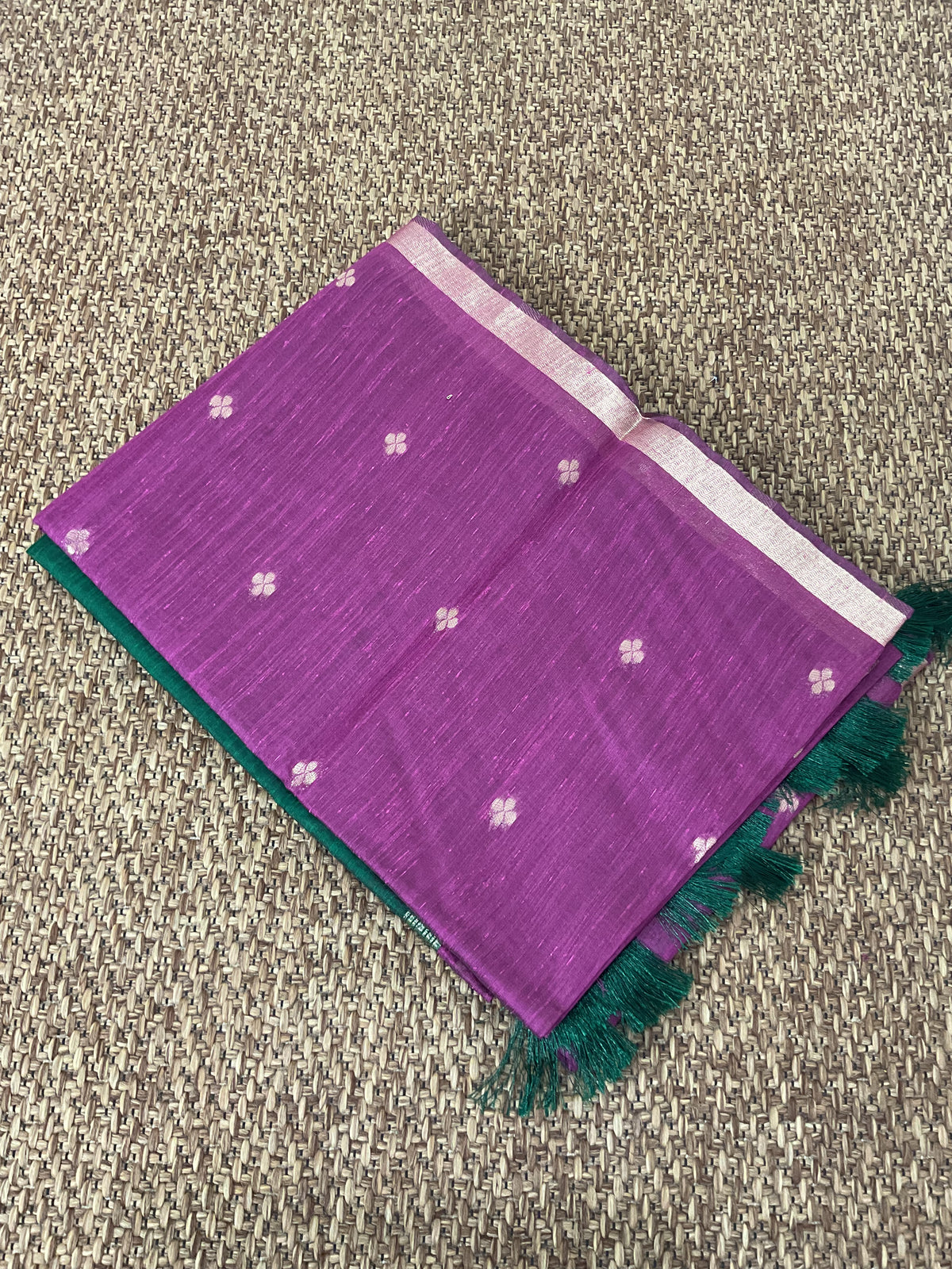 Maheshwari Cotton Saree – Magenta & Green