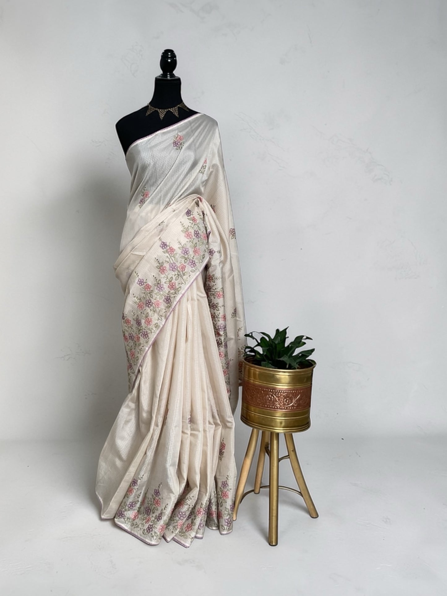 Kota Embroidery saree-Pink &lavender Floral