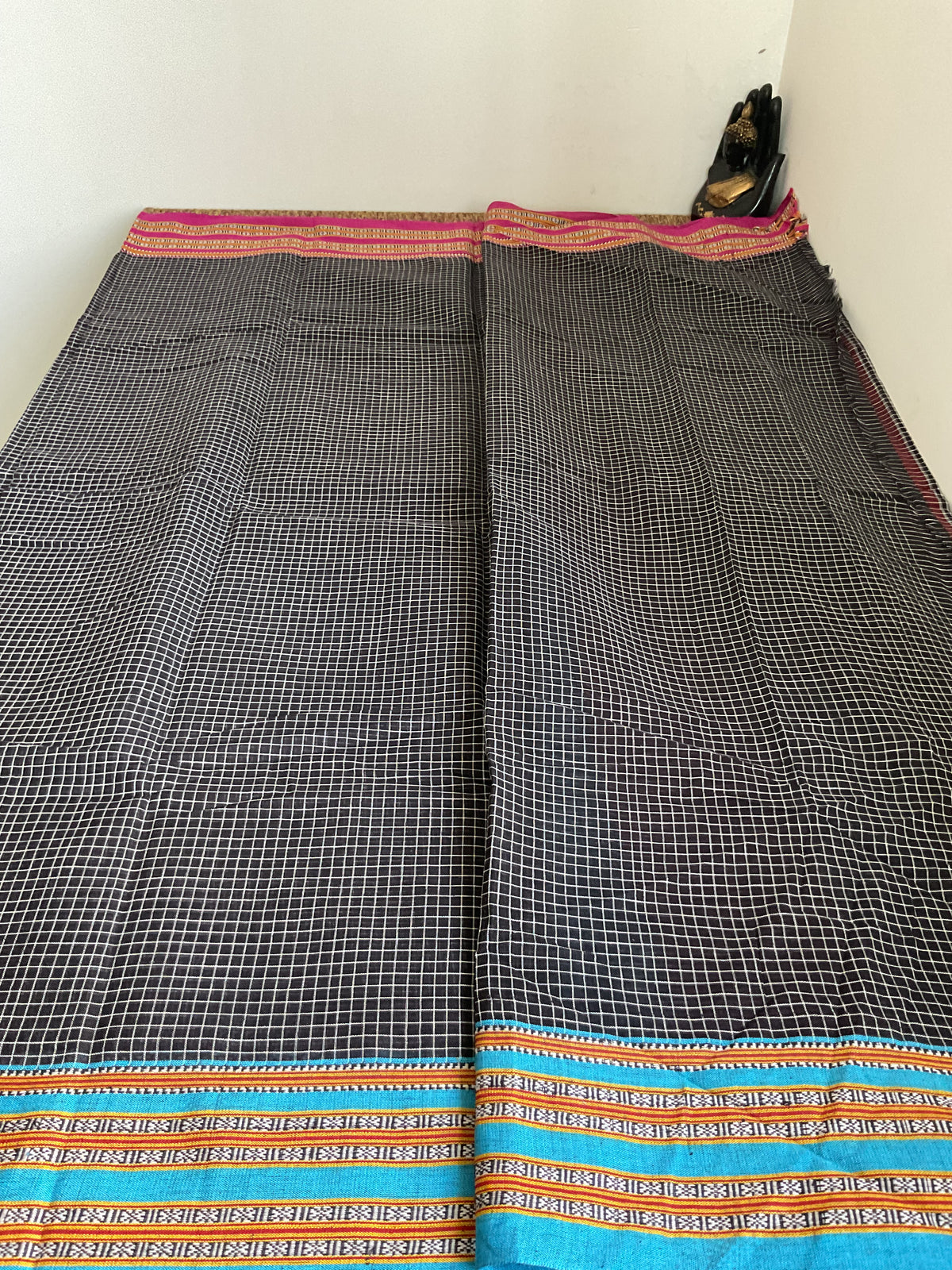 Pure Handloom Patted Anchu Cotton Saree(Mustard yellow)